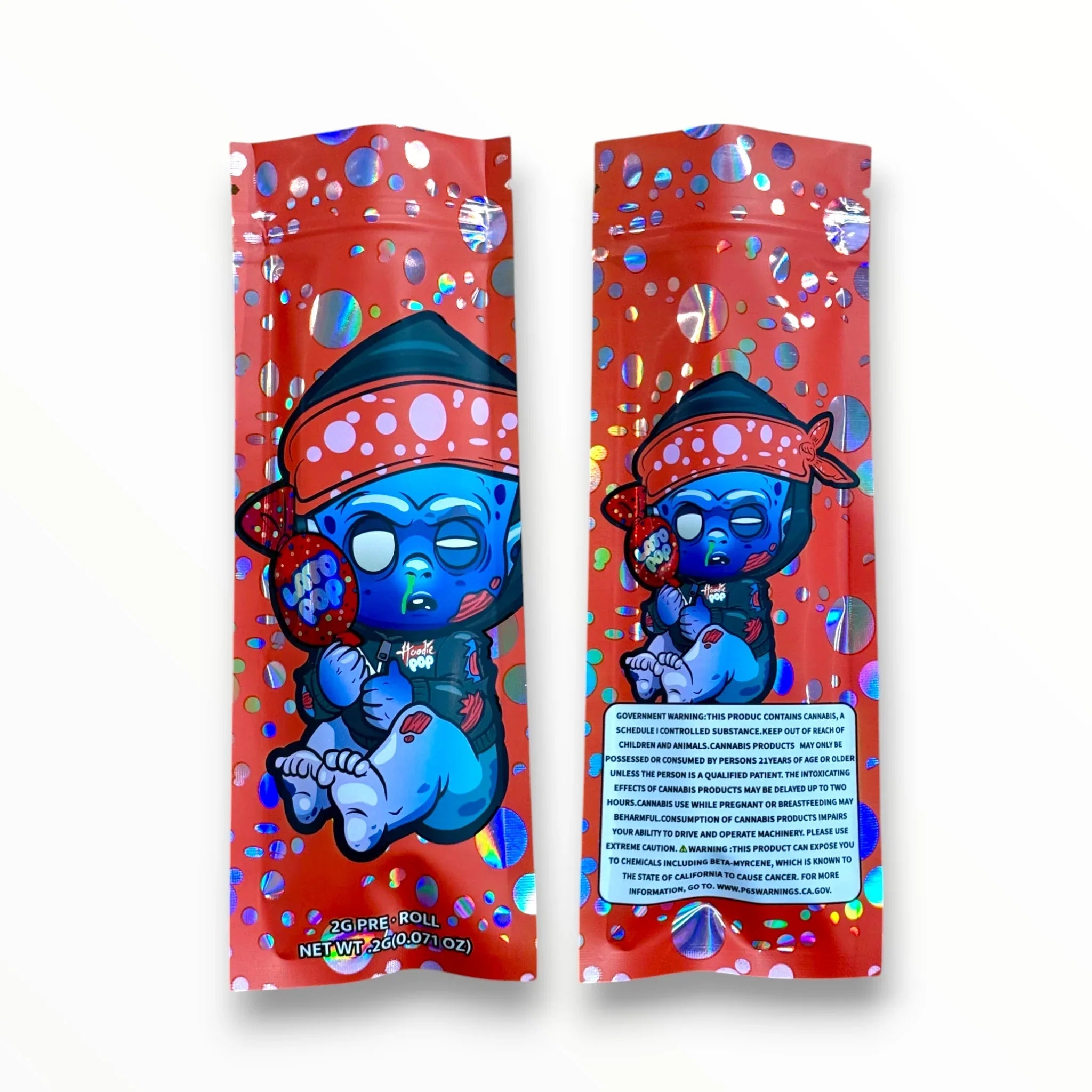 Baby Hoodie Pop Lato Pop 2 Gram Pre Roll Packaging Net Wt. 2g(0.071oz) Holographic - Black Unicorn Hub