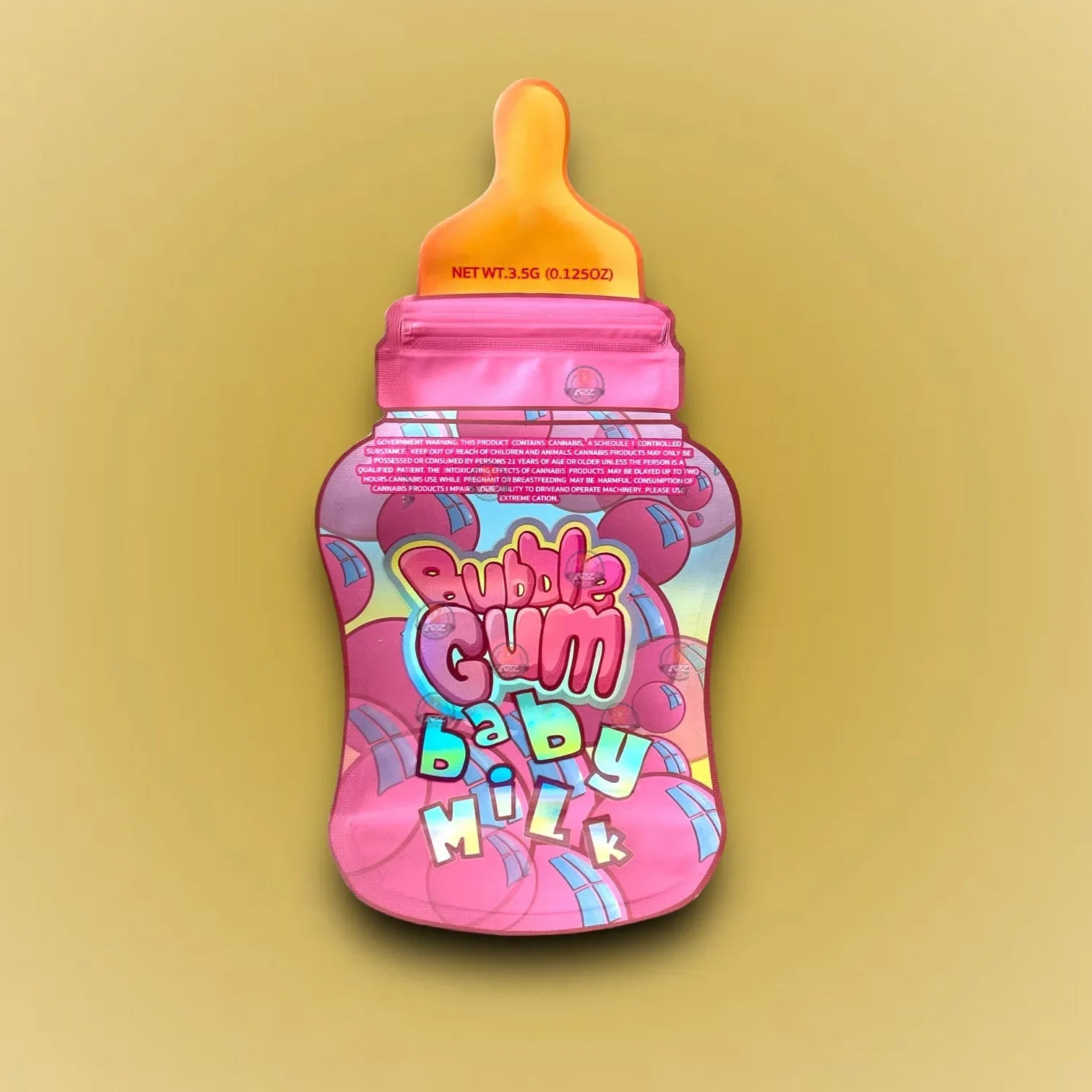 Bubblegum Baby Milk 3.5G Mylar Bag Holographic- Packaging Only - Black Unicorn Hub