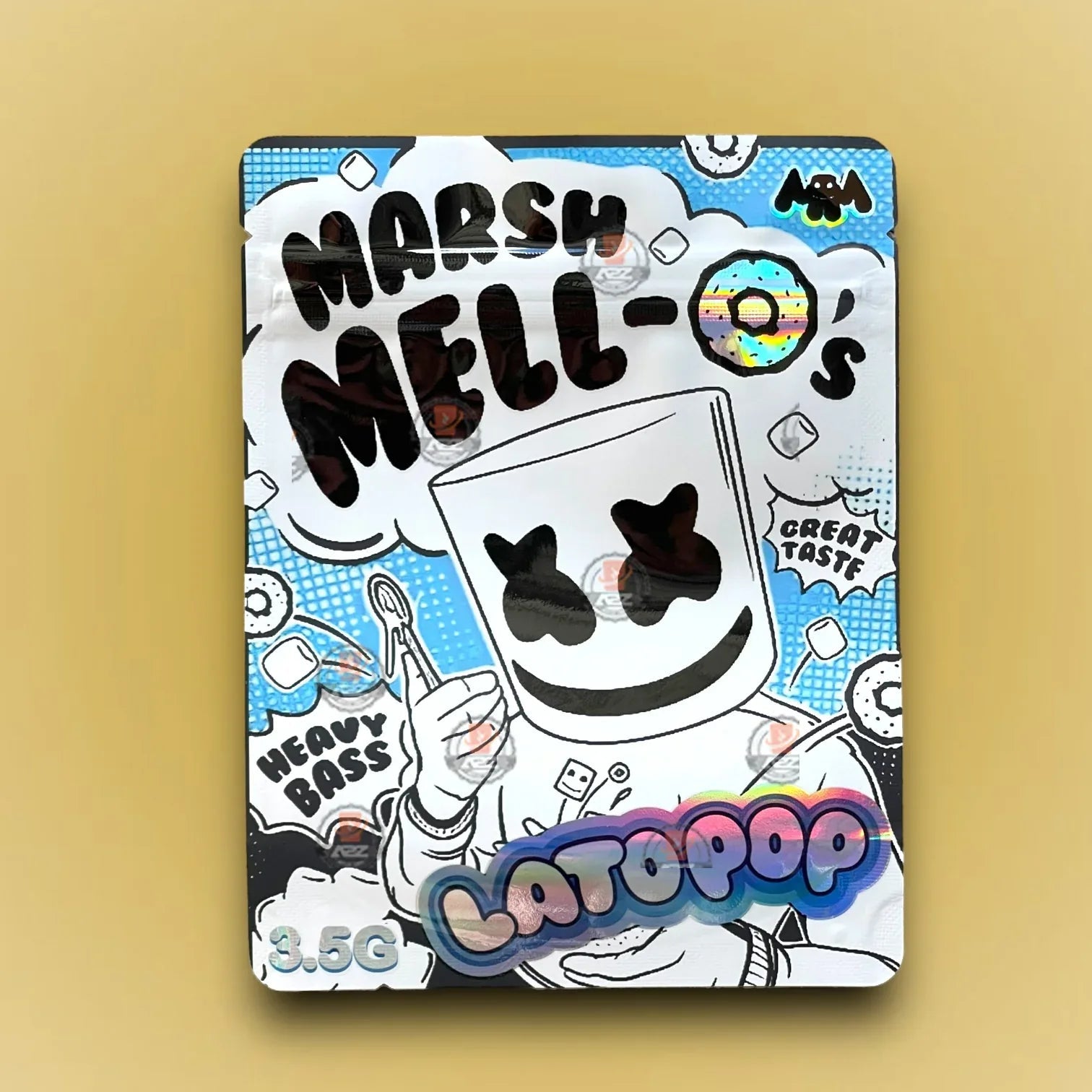 Marshmallows Lato Pop 3.5g Mylar Bag Holographic- Packaging Only High Tolerance - Black Unicorn Hub