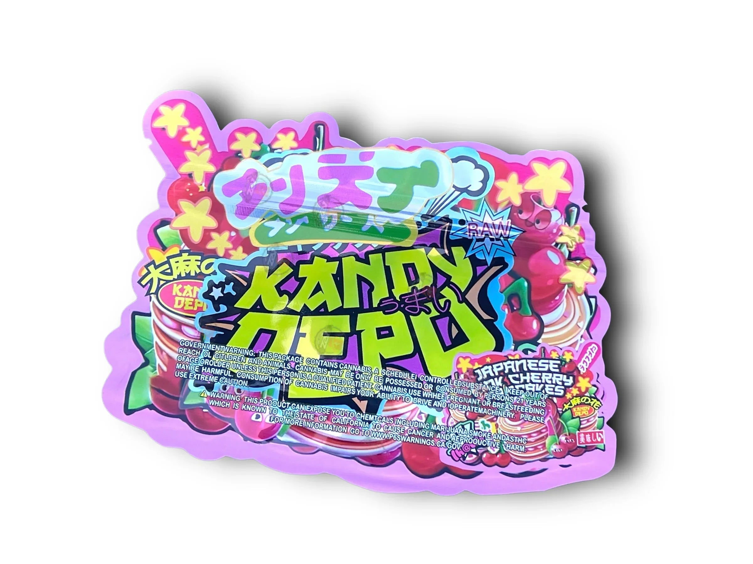 Kandy Depo Japanese Pink Cherry Pancakes Mylar Bags with Boxes 3.5g Box Packaging Holographic - Black Unicorn Hub
