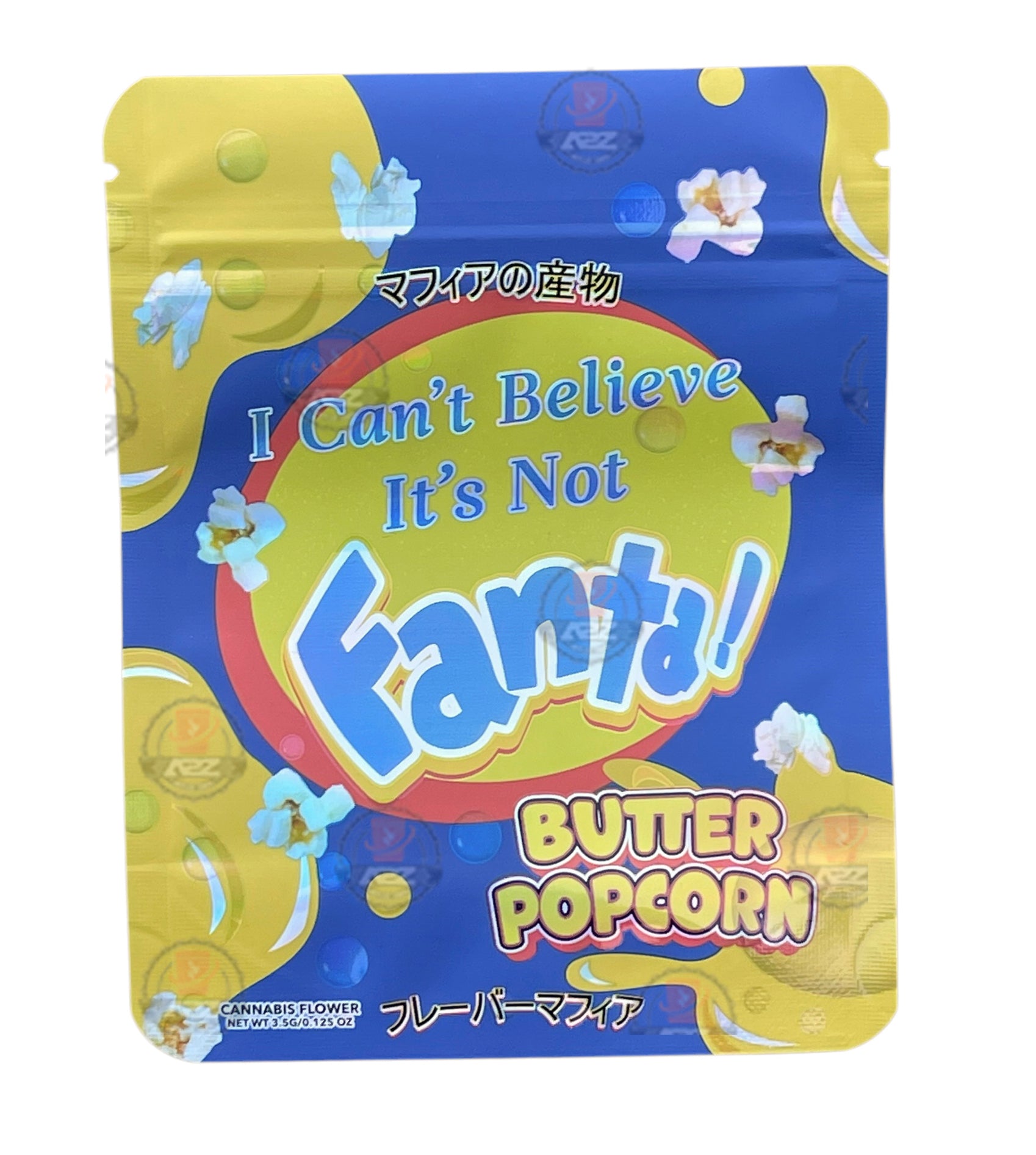 Fanta Butter Popcorn Mylar Bags with Boxes 3.5g Box Packaging Holographic