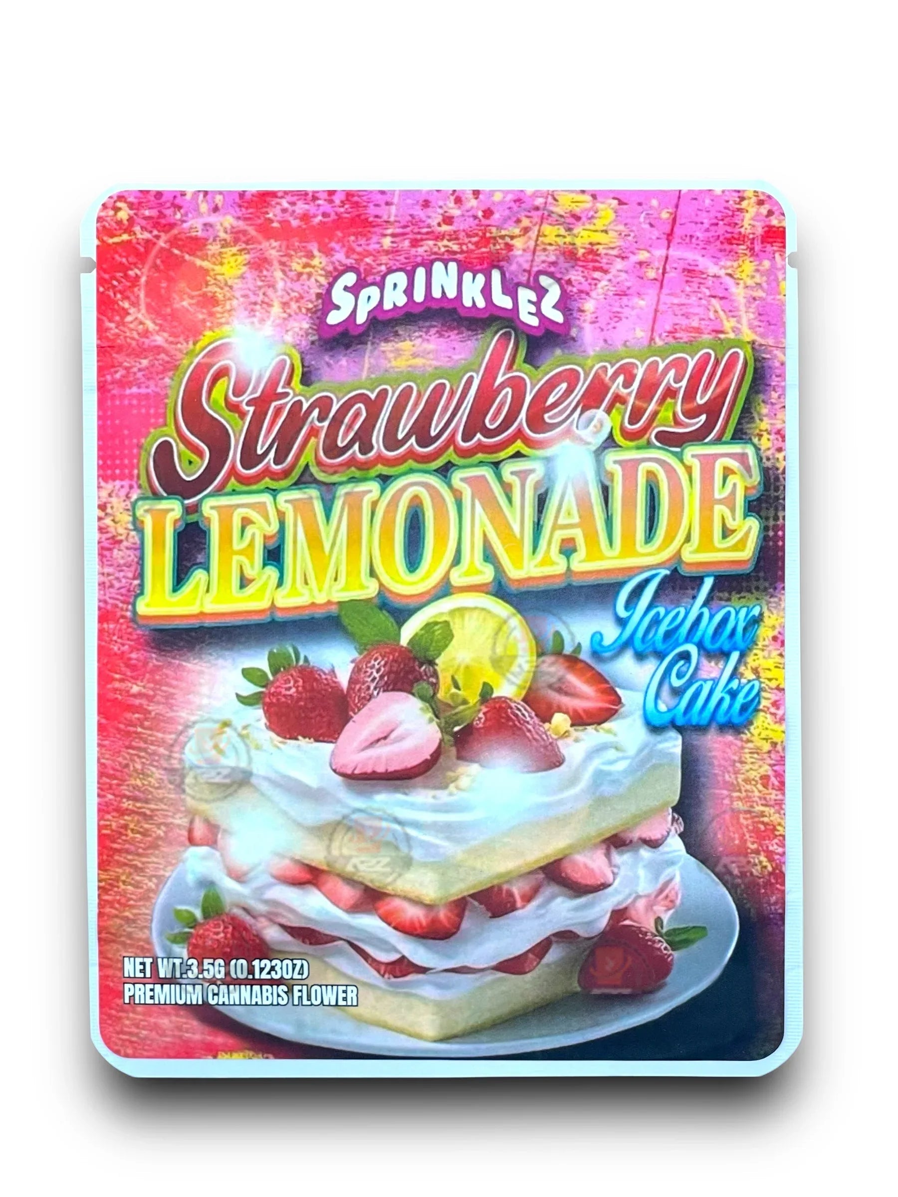 Sprinklez Strawberry Lemonade Icebox Cake 3.5G Mylar Bags -With stickers and label - Black Unicorn Hub