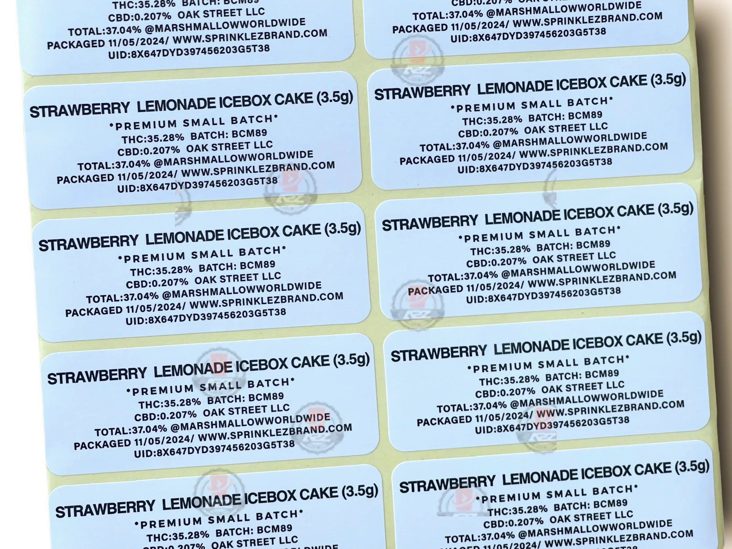 Sprinklez Strawberry Lemonade Icebox Cake 3.5G Mylar Bags -With stickers and label - Black Unicorn Hub