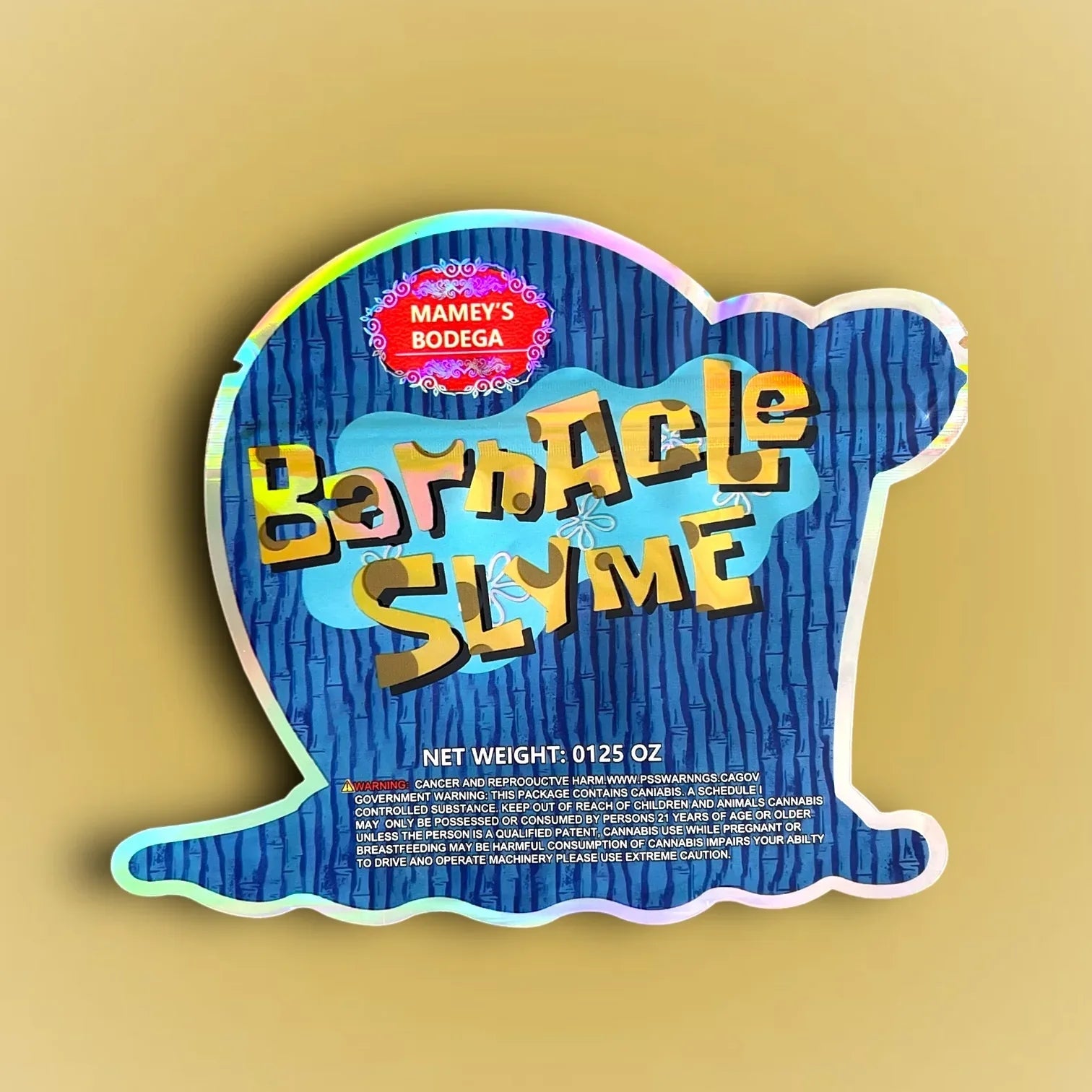 Barnacle Slyme Mameys Bodega Cut Out Mylar Bags 3.5g Die Cut Holographic - Black Unicorn Hub