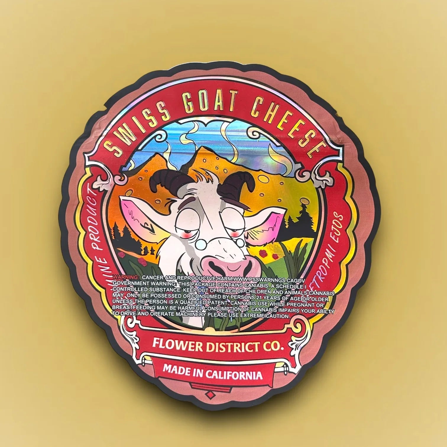 Swiss Goat Cheese 3.5G Mylar Bags Holographic cut out - Black Unicorn Hub