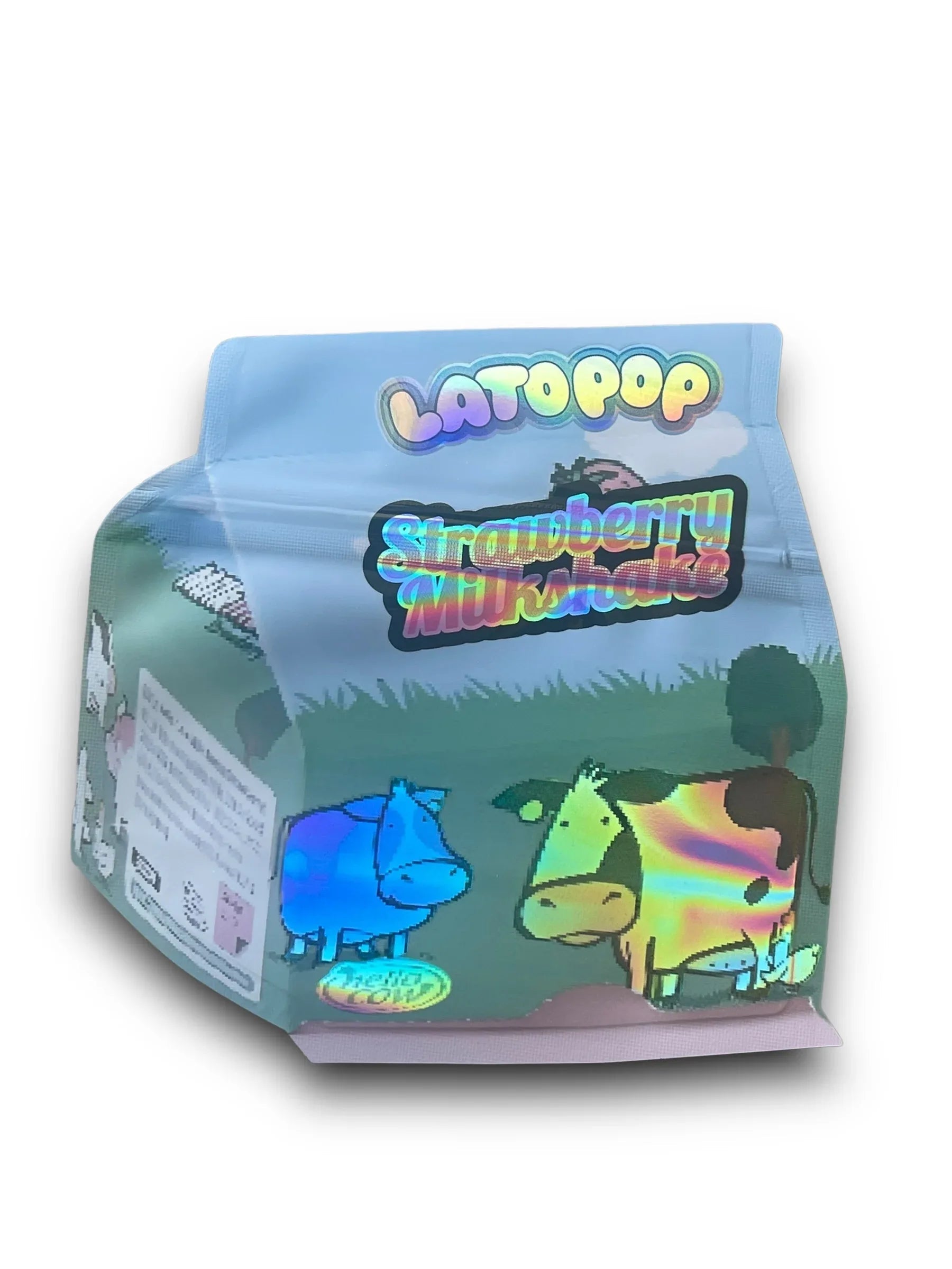 High Tolerance Lato Pop Strawberry Milkshake 3.5G Mylar Bags Holographic - Black Unicorn Hub