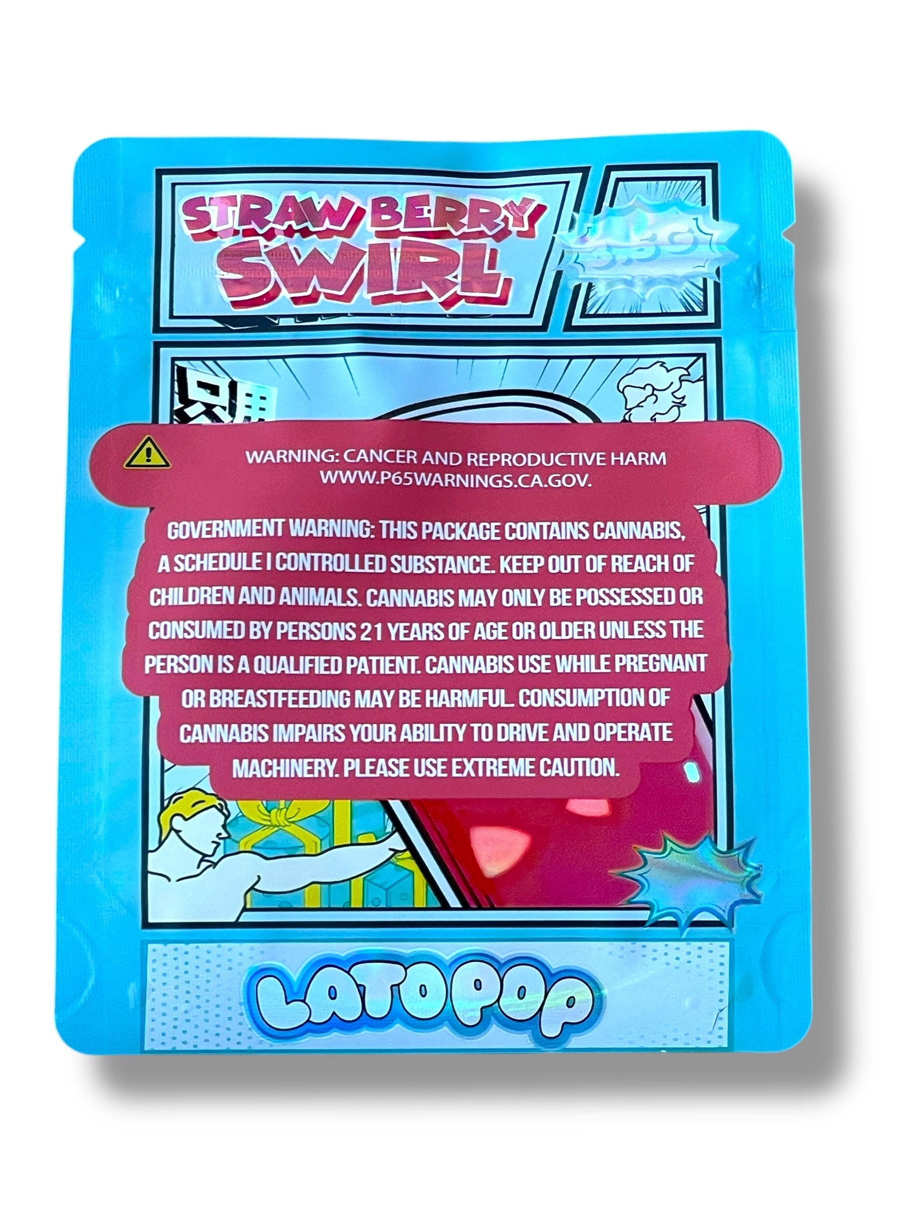 Strawberry Swirl Lato Pop Mylar Bag 3.5g shape bag