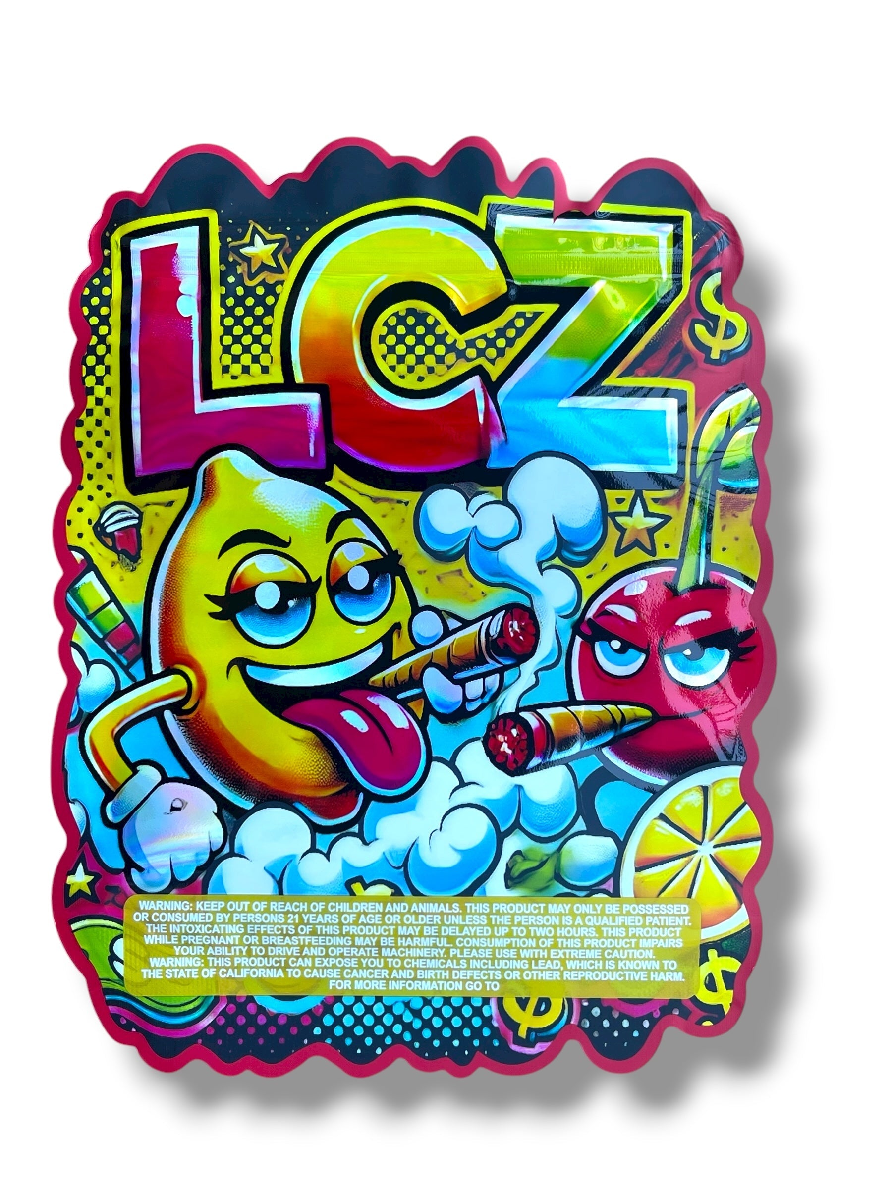 Lemon Cherry 1 OZ  28G Mylar empty Mylar bag 1 ounce (50 Count)