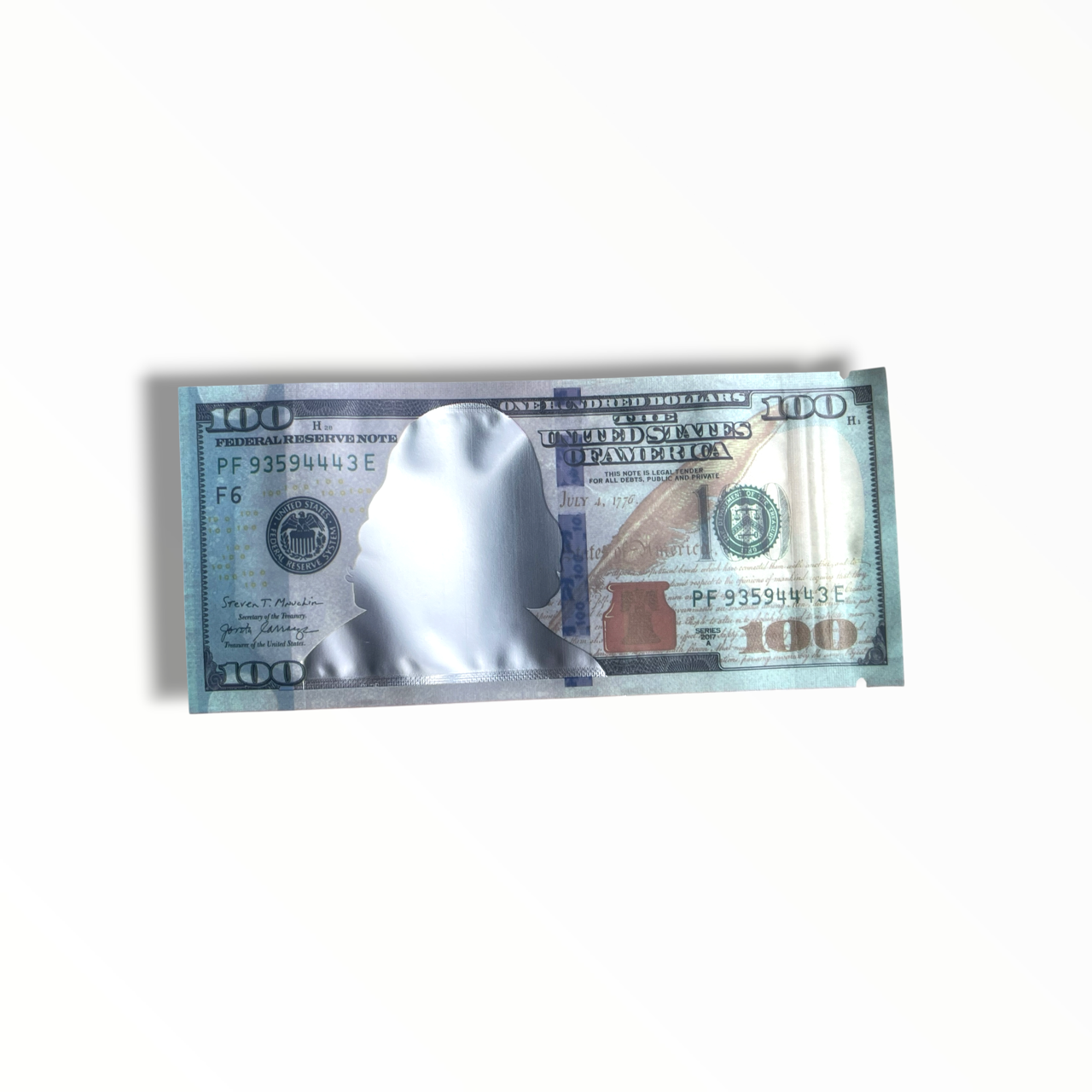 $100 Dollar 3.5g shape Mylar bag