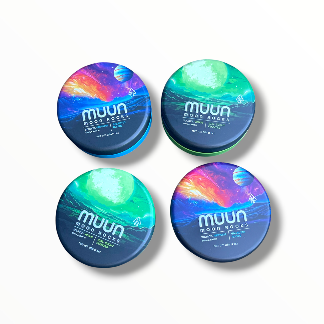 Muun Moon Rocks Mixed-Strain Variety Pack – 4 Capsules, 16 Empty 1 Oz Pods – Packaging Only
