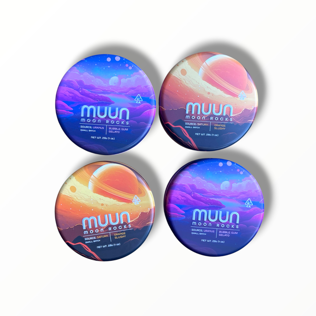 Muun Moon Rocks Mixed-Strain Variety Pack – 4 Capsules, 16 Empty 1 Oz Pods – Packaging Only