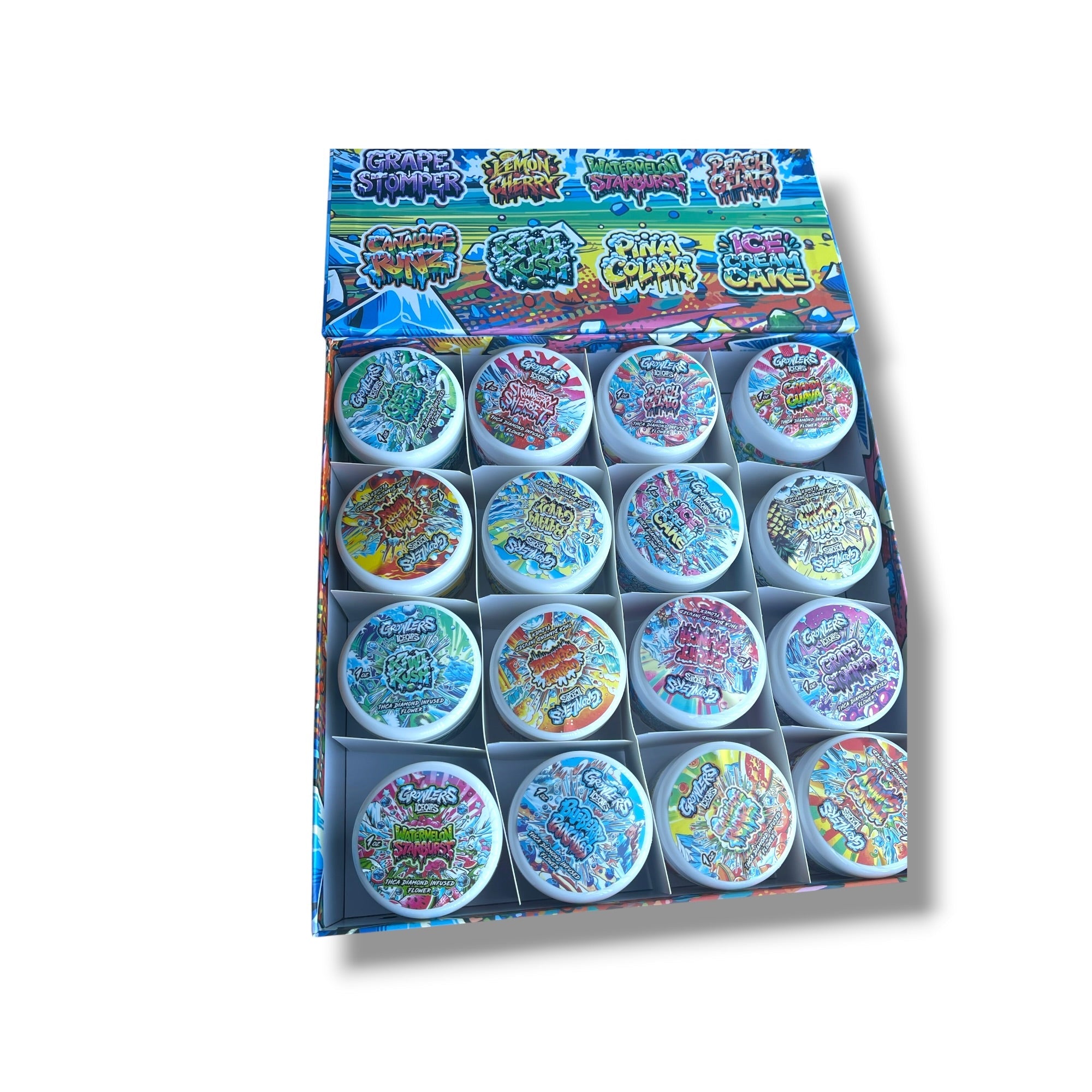Jungle Boys 16-1oz Jars in a box Mixed Strains Variety Pack- Empty packaging only (Copy)