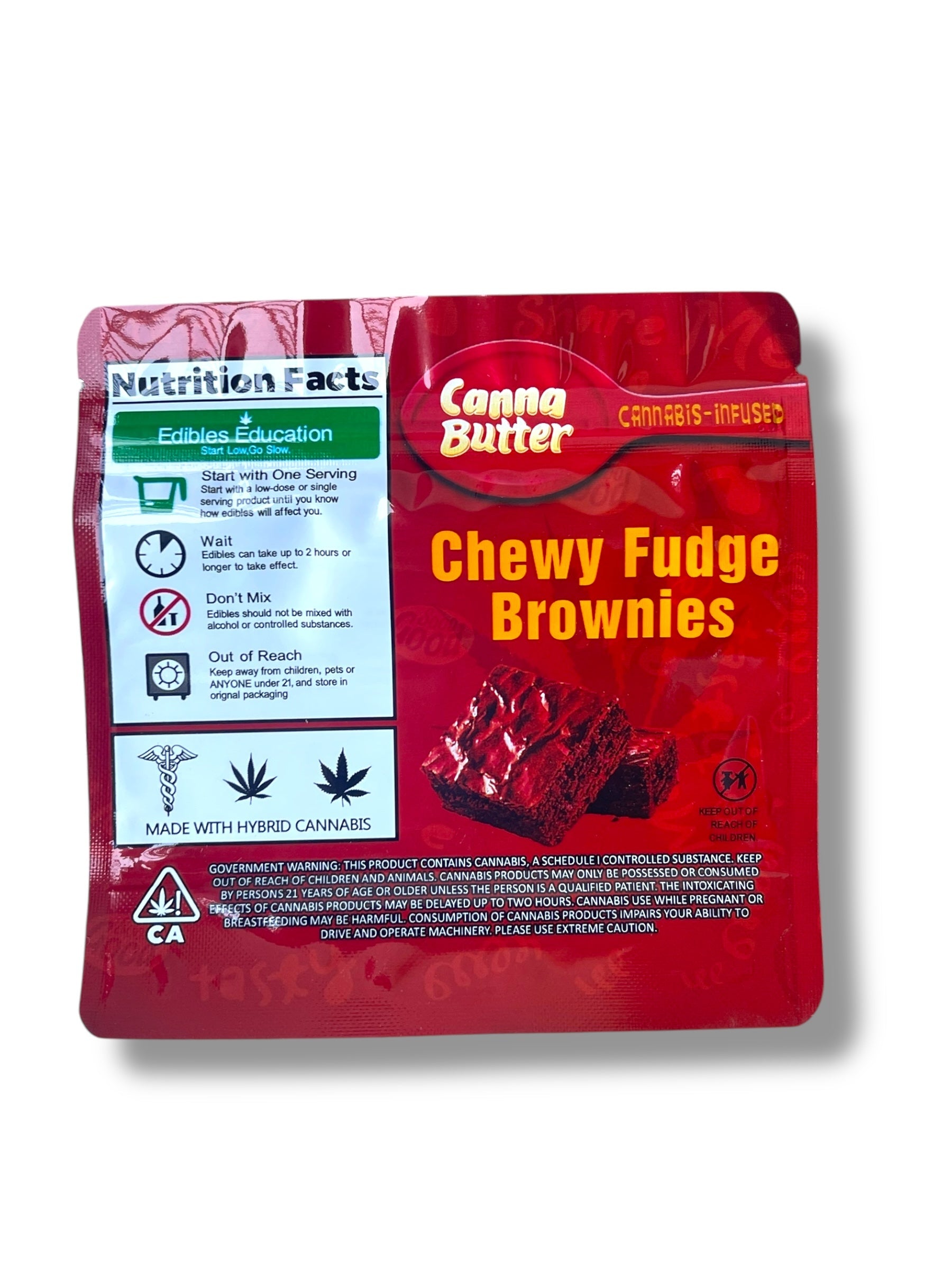 Canna Butter Chewy Fudge Brownies 600mg Mylar Bag -Packaging Only