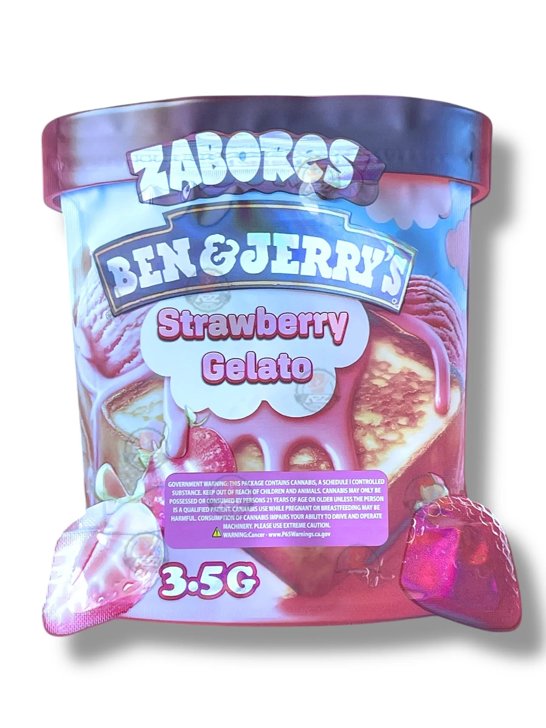 Zabores Strawberry Gelato Mylar Bag 3.5g shape bag - Black Unicorn Hub