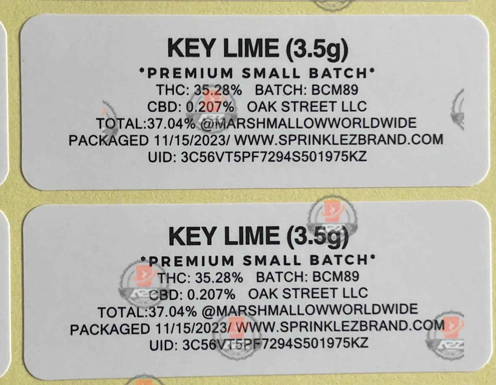 Sprinklez Key Lime Marshmallow Mylar Bags 3.5g Sticker base Bag -With stickers and labels - Black Unicorn Hub