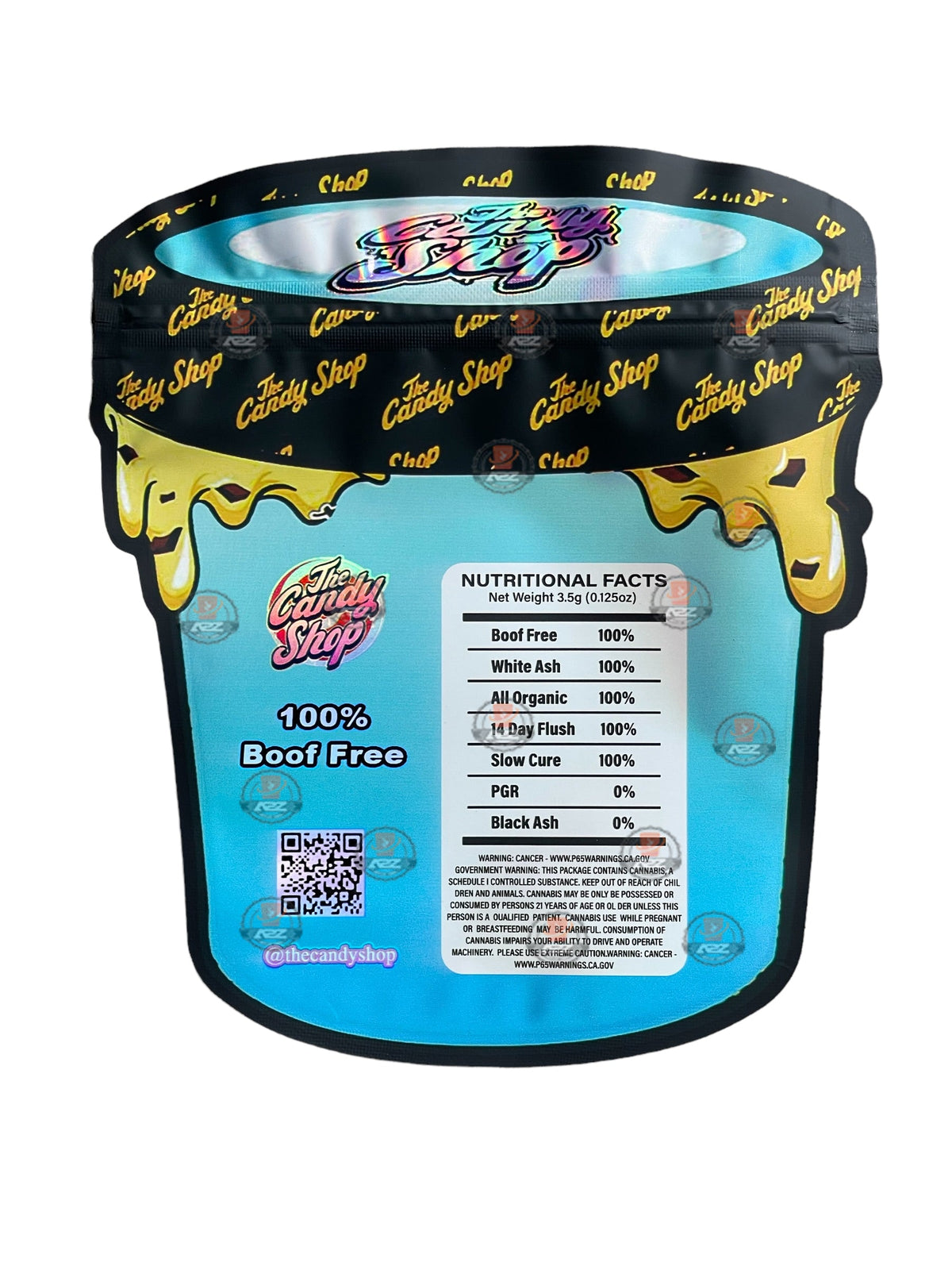 Half Baked Ice Cream Mylar bag 3.5g cut out Empty Packaging- Holographic