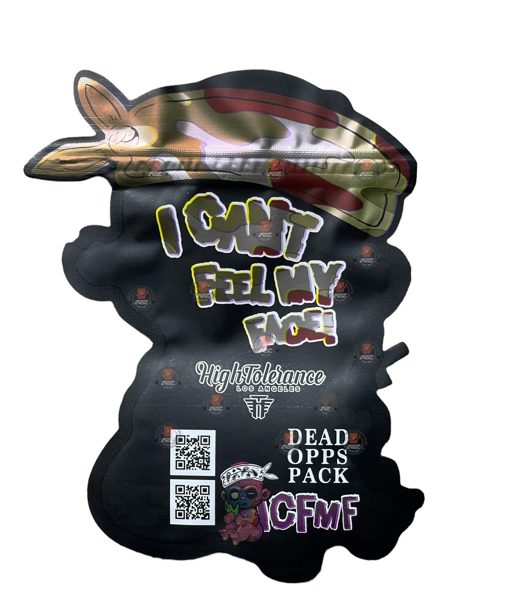 Dead Opps Pack Baby I Can't Feel My Face Cut Out Mylar Bags 3.5g High Tolerance - Black Unicorn Hub