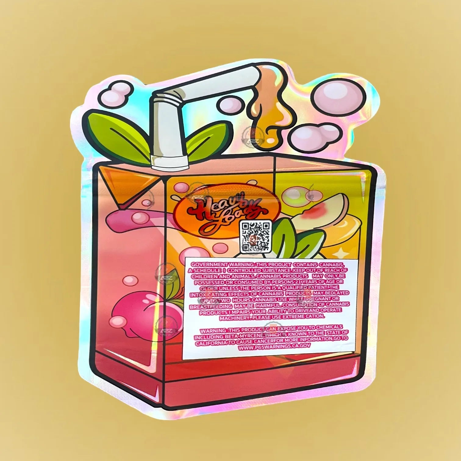 White Peaches 3.5G Mylar Bags Cut Out-Holographic - Black Unicorn Hub