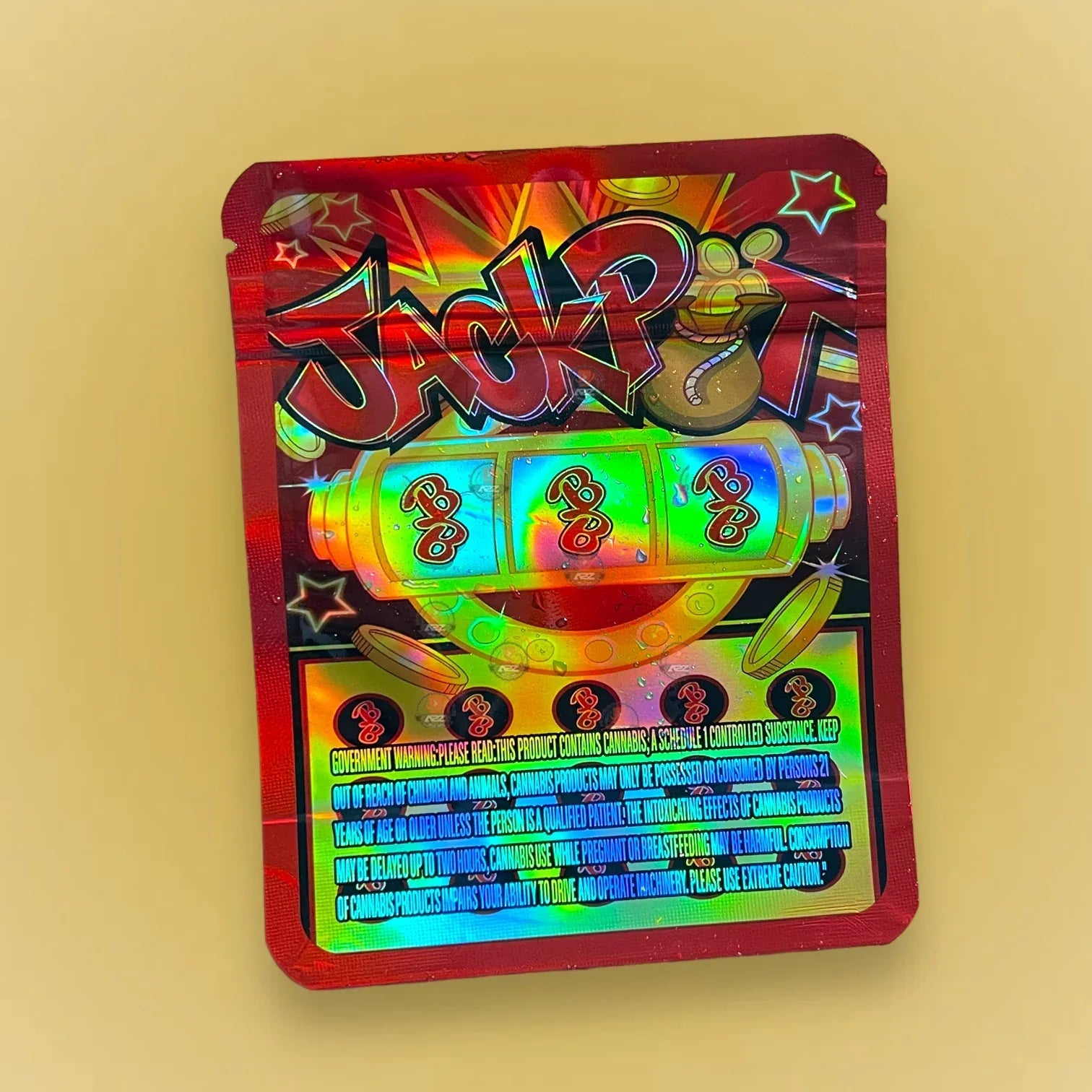 Jackpot 3.5g Mylar Bag Holographic- Packaging Only - Black Unicorn Hub