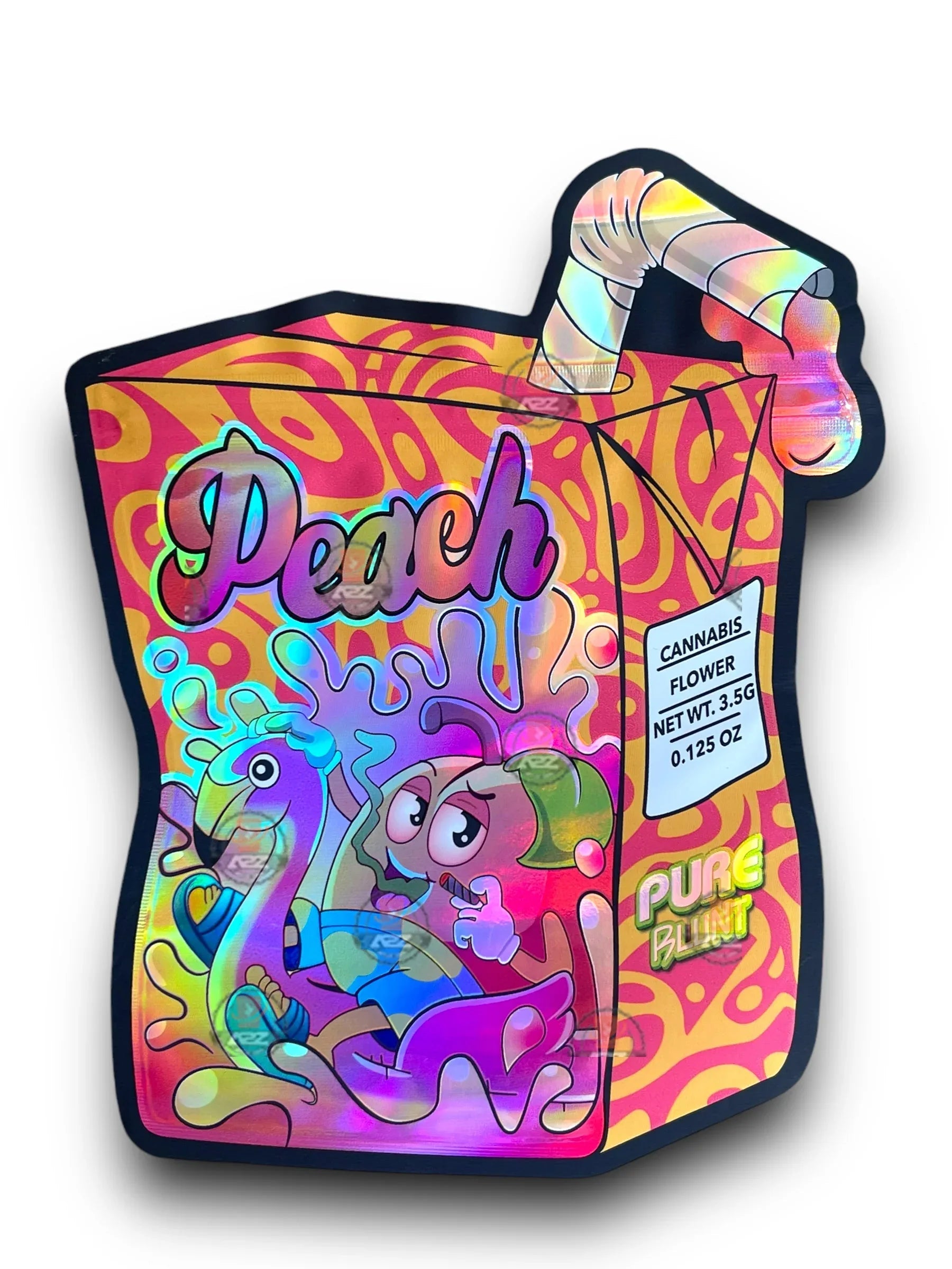 Peach Pure Blunt Mylar Bags 3.5g Holographic - Black Unicorn Hub