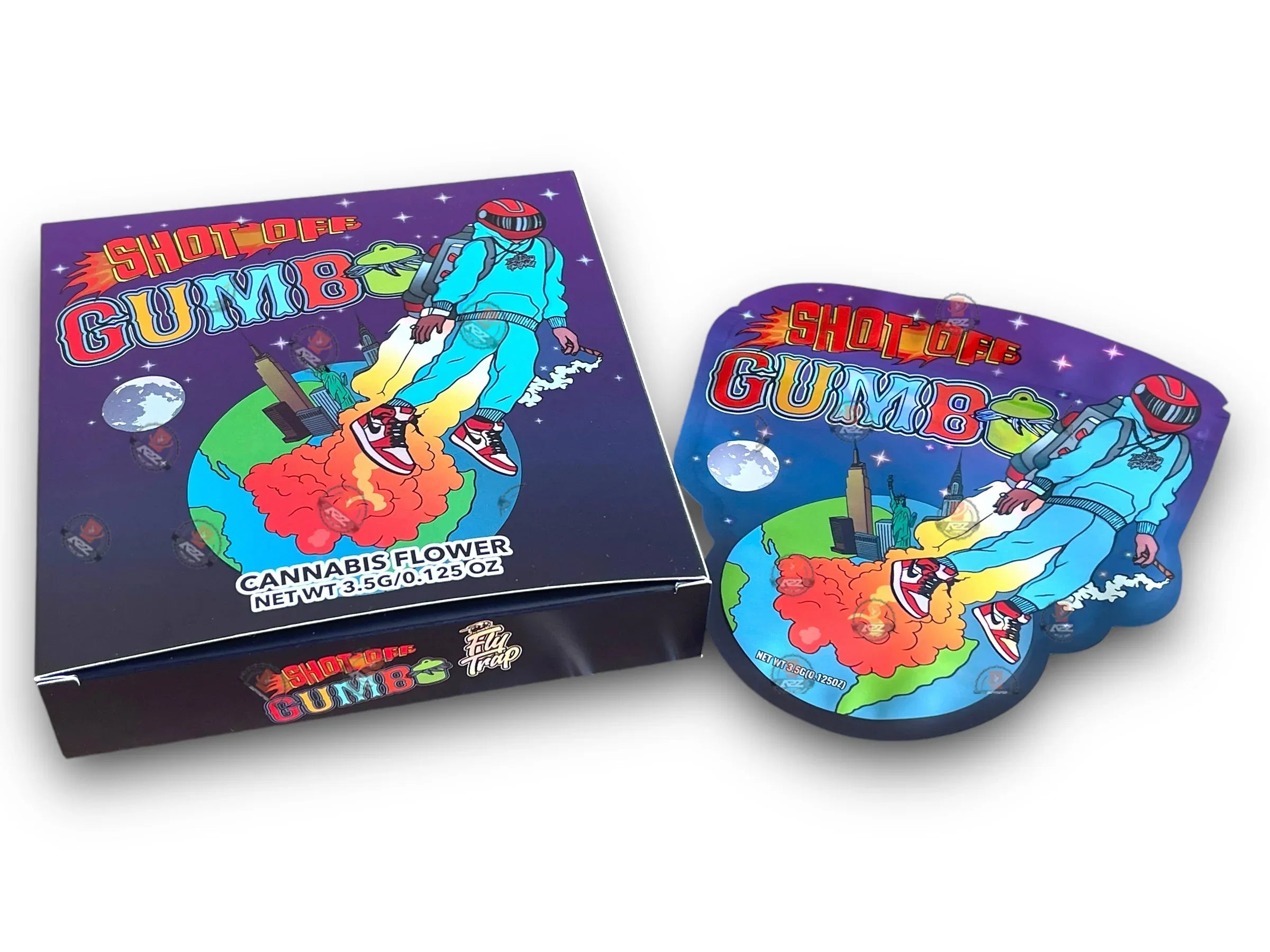 Gumbo Shot OFF Mylar Bags with Boxes 3.5g Box Packaging Holographic boxes and bags - Black Unicorn Hub