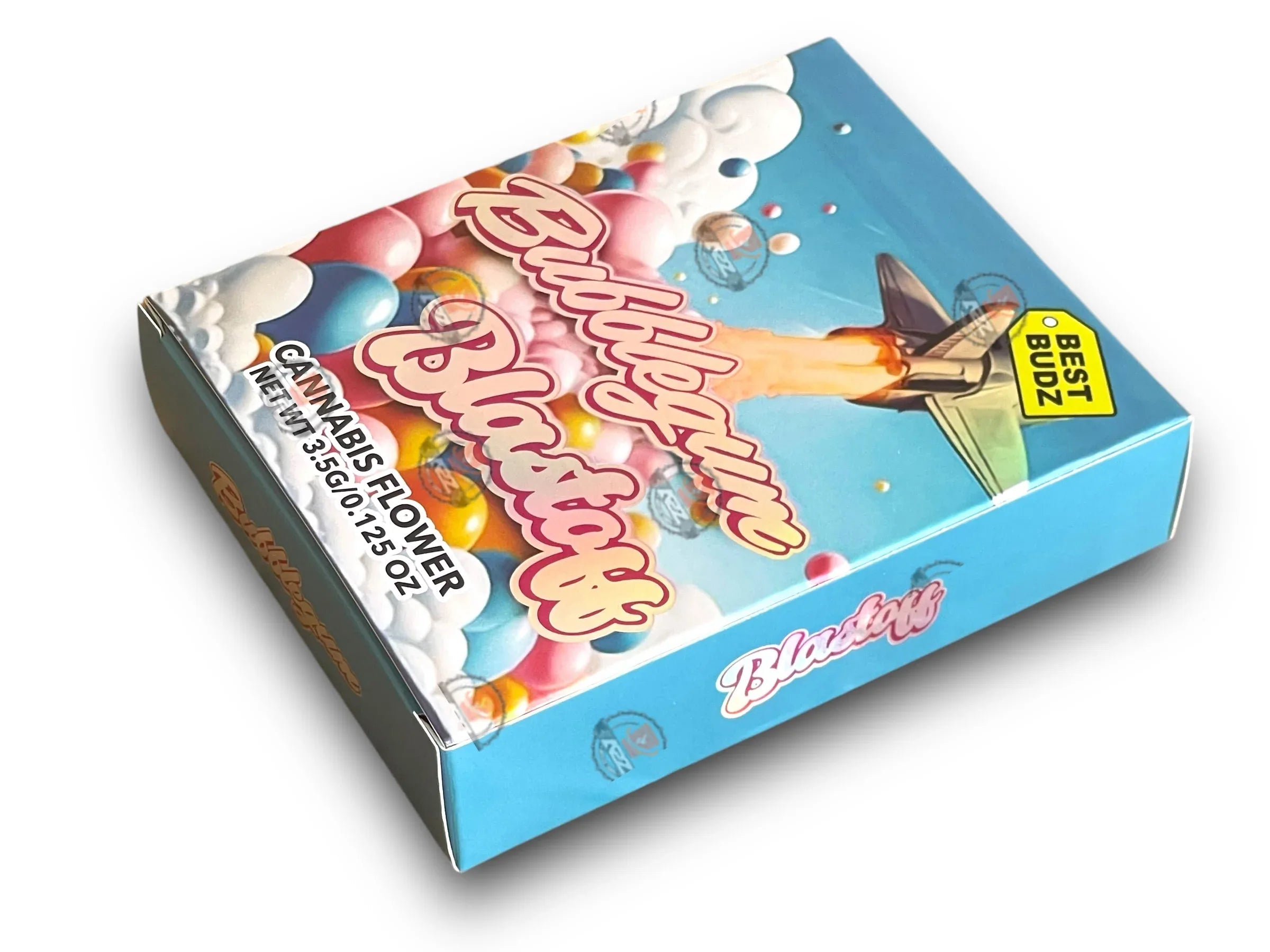 Best Budz Bubblegum Blastoff Mylar Bags with Boxes 3.5g Box Packaging Holographic - Black Unicorn Hub