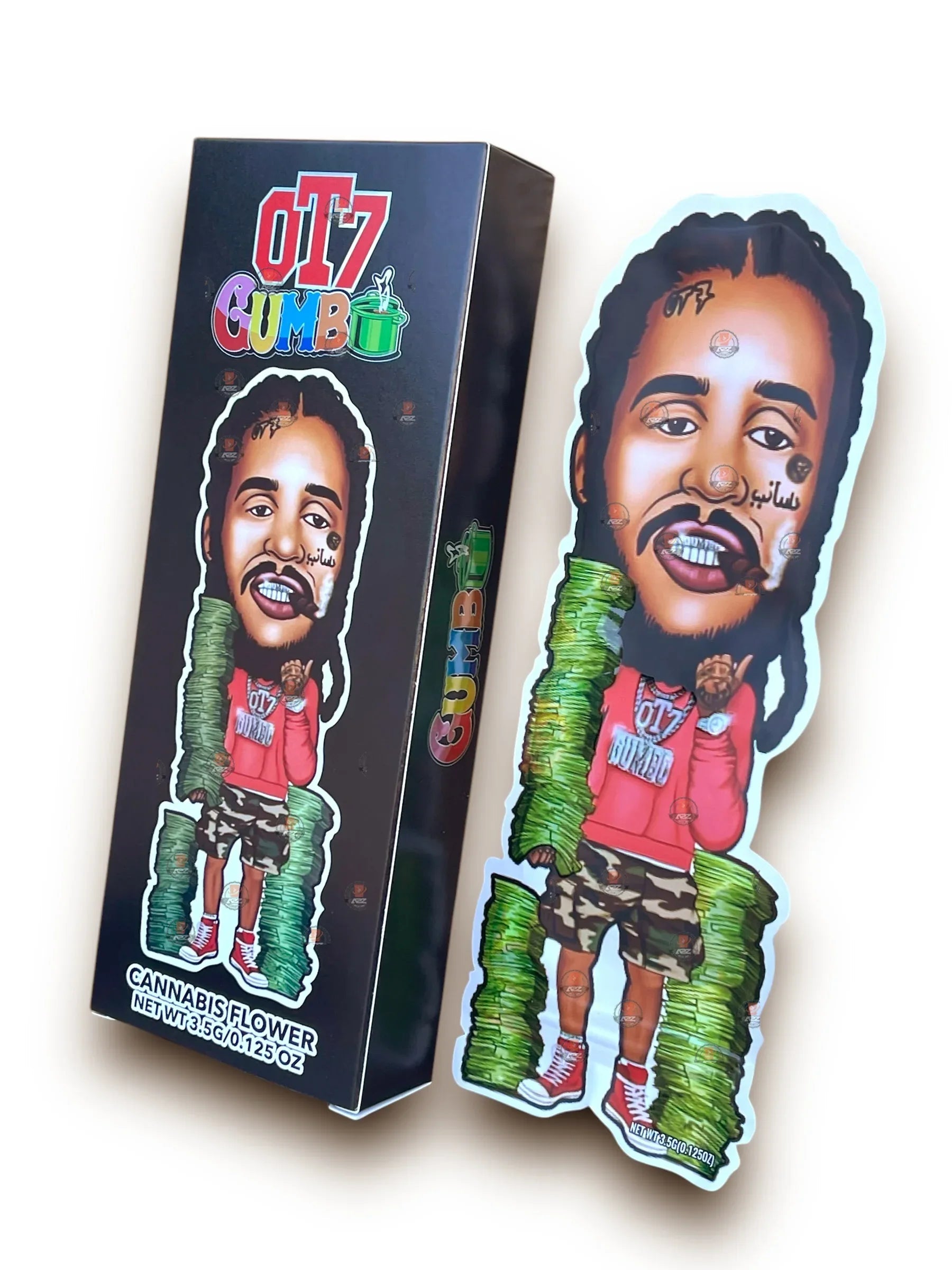 0T7 Quanny Gumbo Mylar Bags with Boxes 3.5g Box Packaging Holographic Fly Trap - Black Unicorn Hub