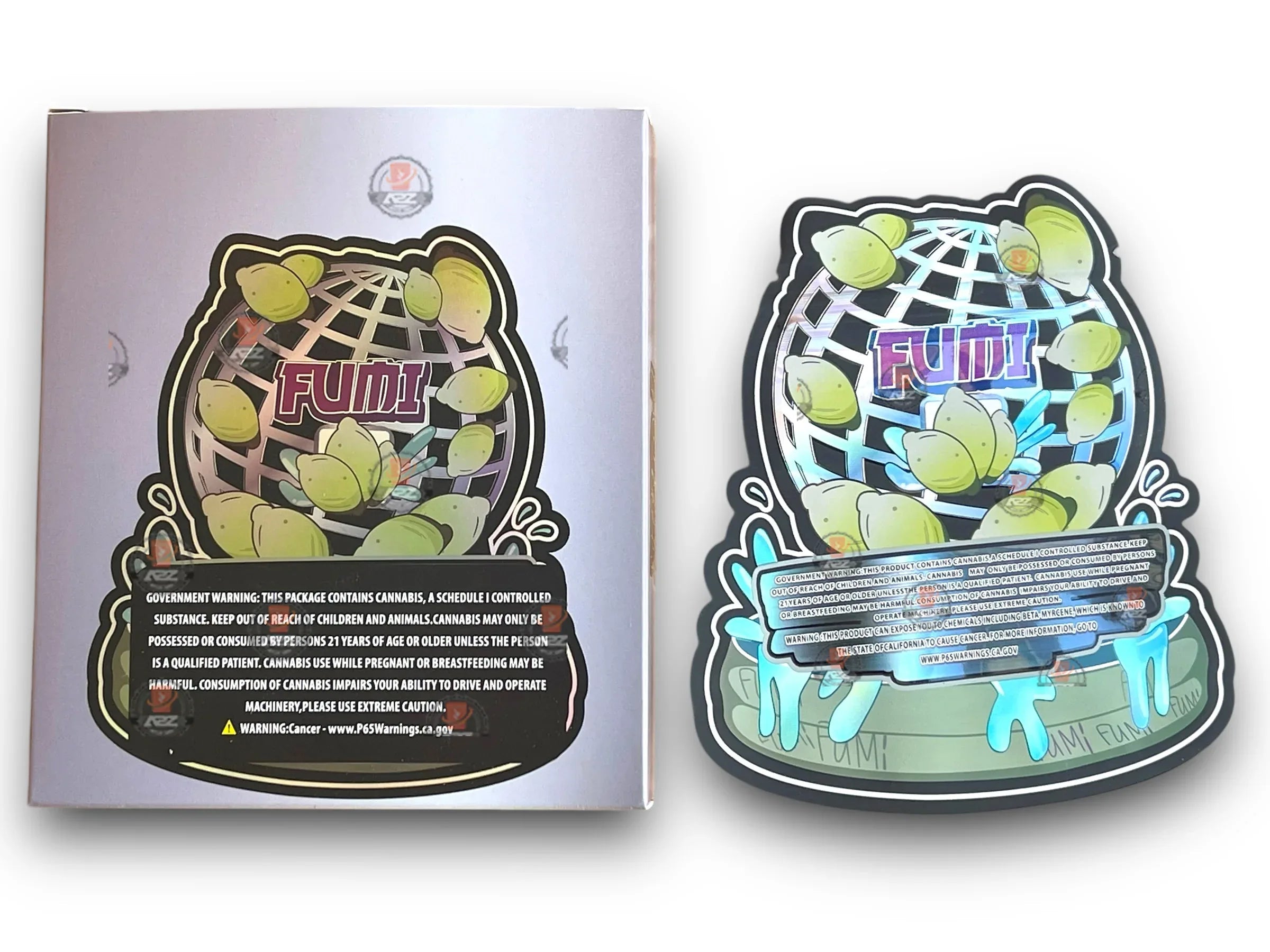 Fumi Globe Sesh Mylar Bags with Boxes 3.5g Box Packaging Holographic - Black Unicorn Hub