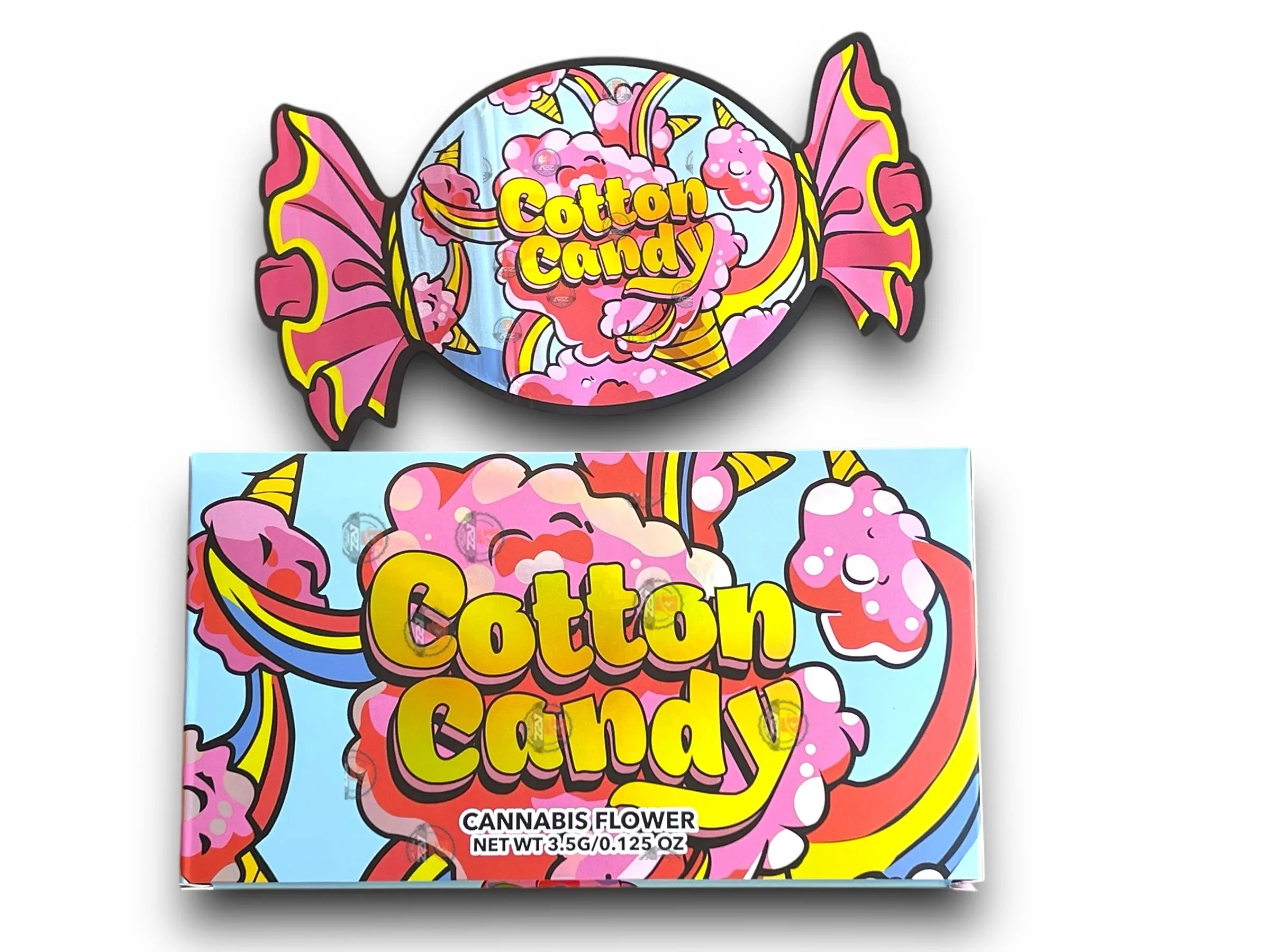 Cotton Candy Mylar Bags with Boxes 3.5g Box Packaging Holographic - Black Unicorn Hub
