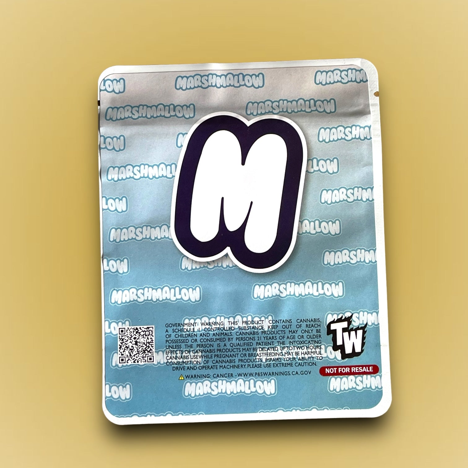 Super Duper Marshmallow Mylar Bags 3.5g Sticker base Bag -With stickers and labels