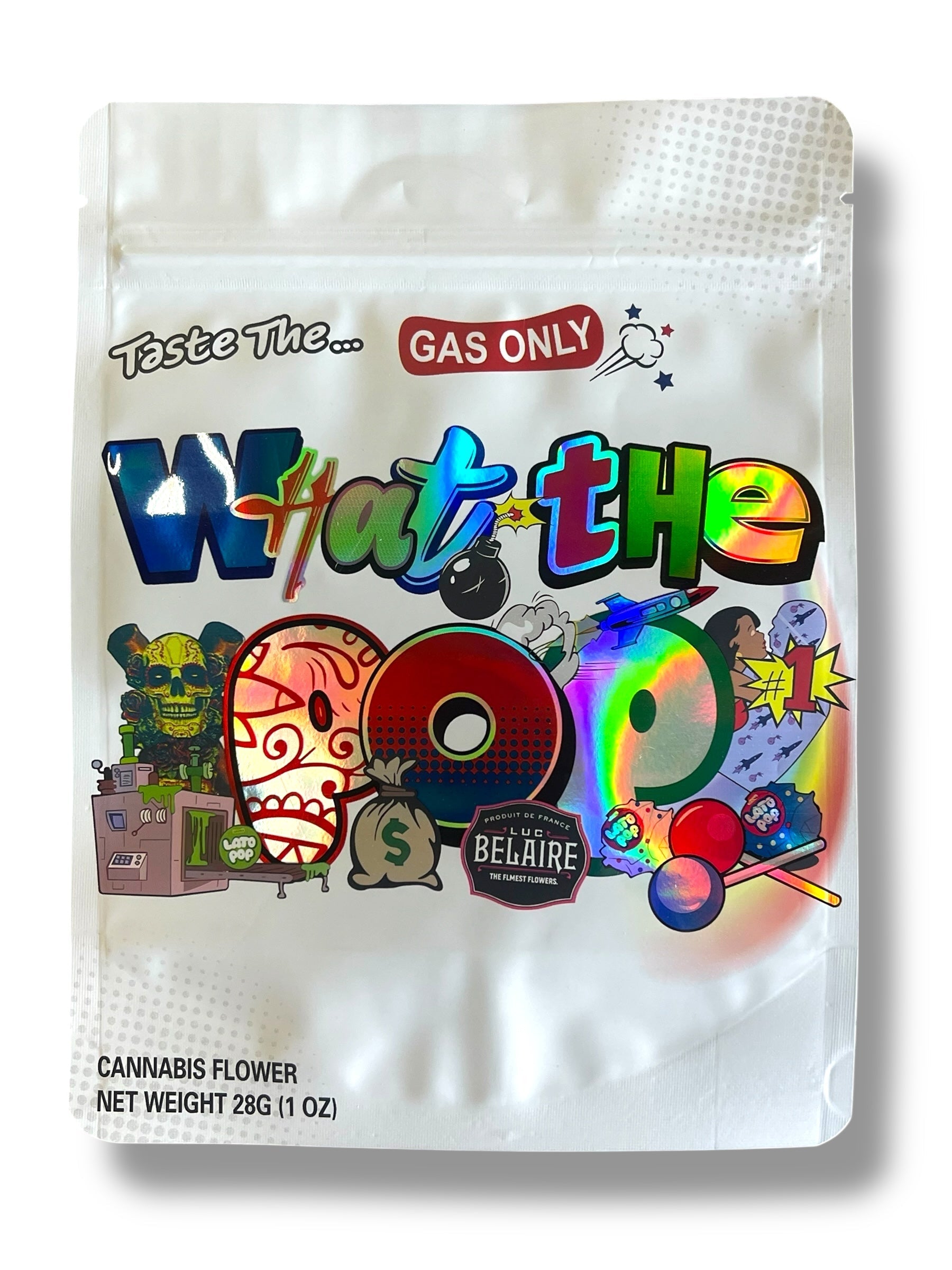 Gas Only What The POP Bellaire 1 OZ  28G empty Mylar bag 1 ounce (50 Count)