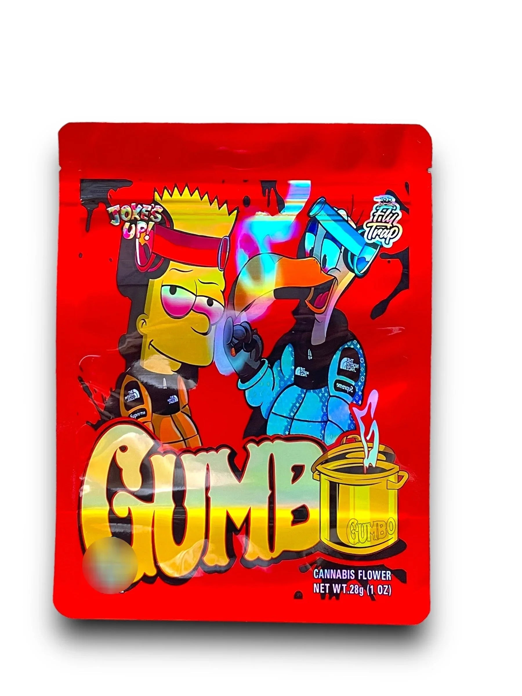 Jokes Up Gumbo Simpson 1 OZ 28G Mylar empty Mylar bag 1 ounce (50 Count)