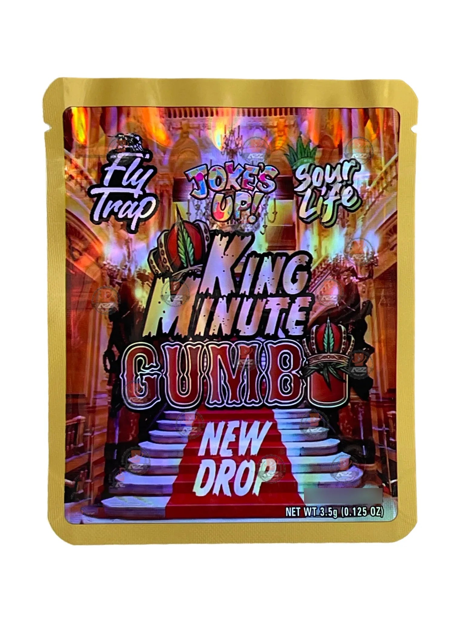 King Minute Gumbo New Drop 3.5g Mylar Bag Holographic Jokes Up Sour Life - Black Unicorn Hub