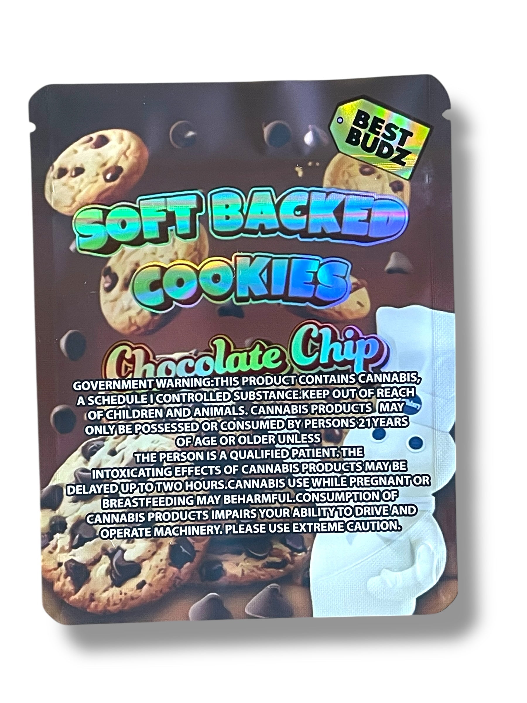 Soft Backed Cookies Chocolate chip 3.5g Mylar Bag- Packaging Only