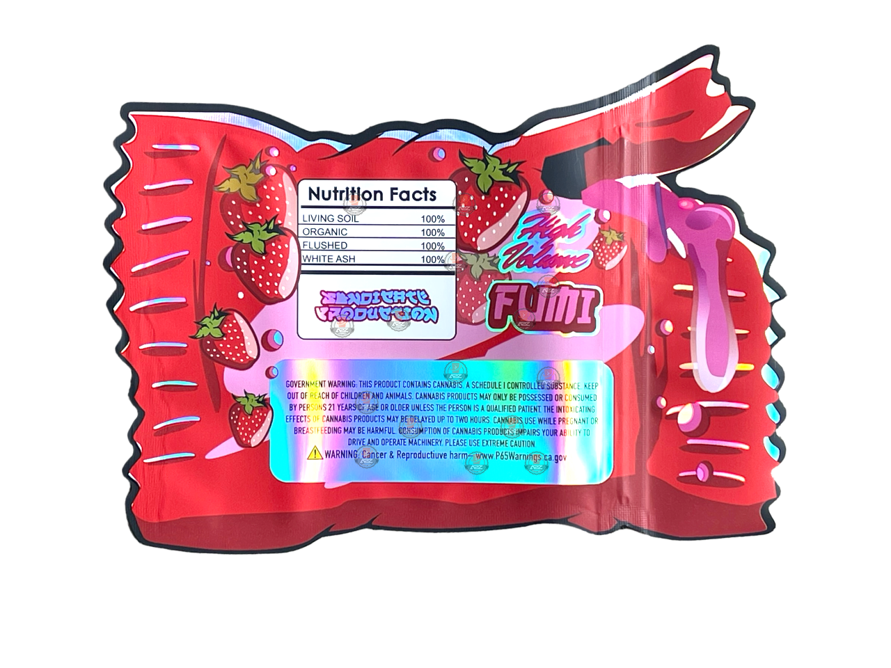 Mora Fresa Fumi Cut Out Mylar Bags 3.5g Die Cut Holographic High Volume