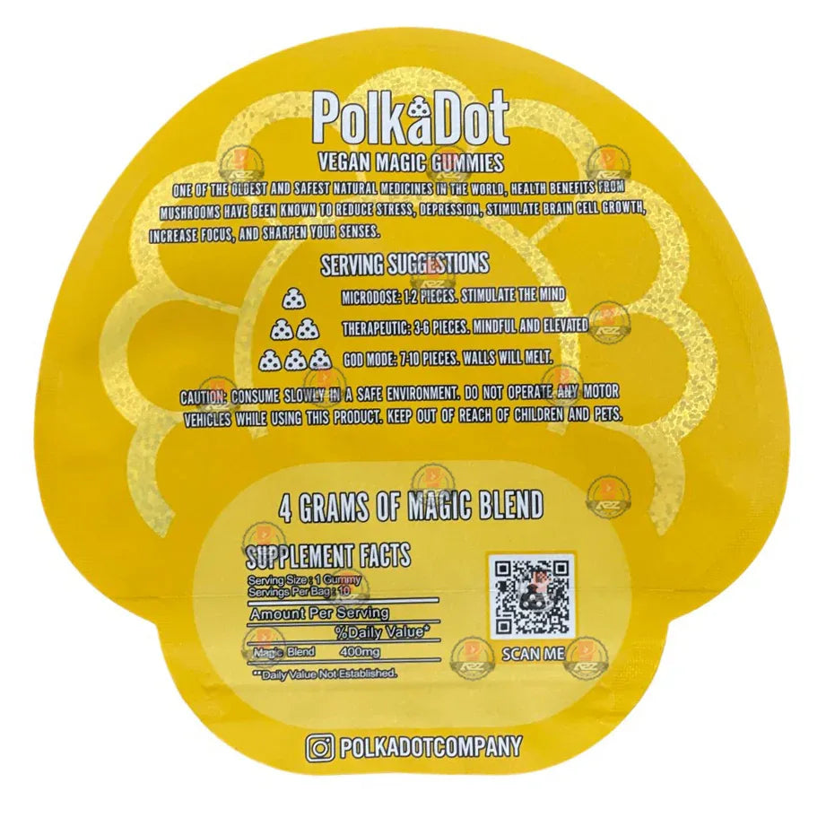 Polkadot Gummies Banana Mylar bags 3.5g (Empty Bag-Packaging only) - Black Unicorn Hub