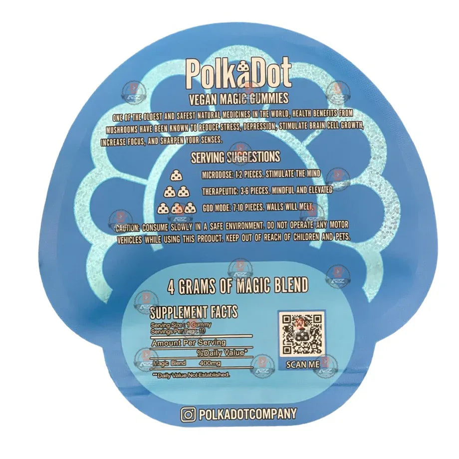 Polkadot Gummies Blueberry Mylar bags 3.5g (Empty Bag-Packaging only) - Black Unicorn Hub