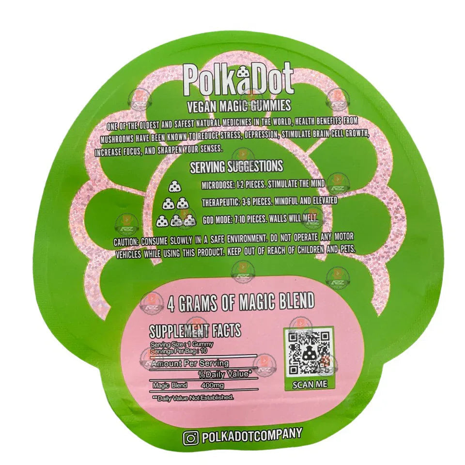 Polkadot Gummies Watermelon Mylar bags 3.5g (Empty Bag-Packaging only) - Black Unicorn Hub