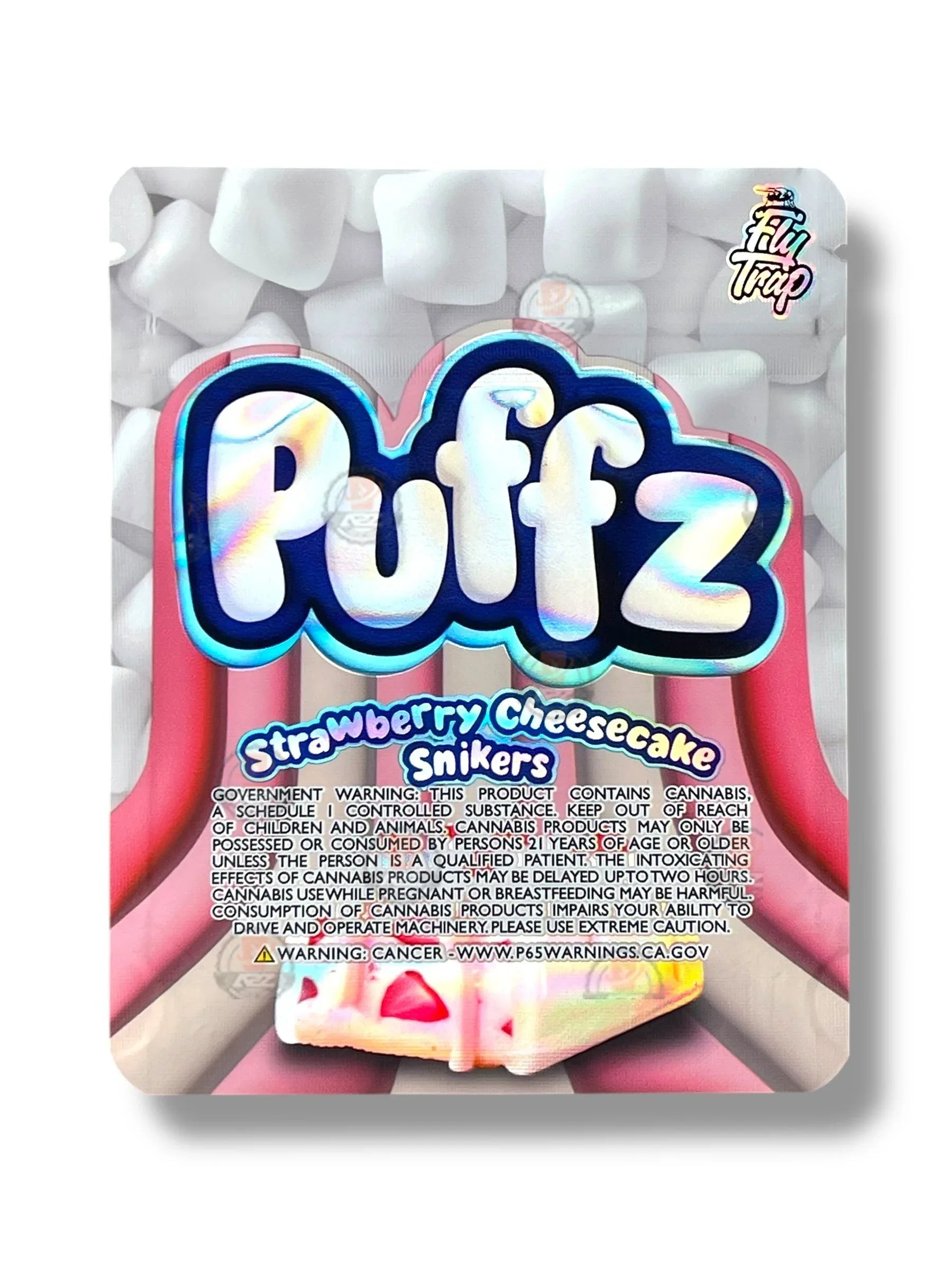 Puffz Strawberry Cheesecake Snikers Mylar Bag 3.5g Fly Trap 