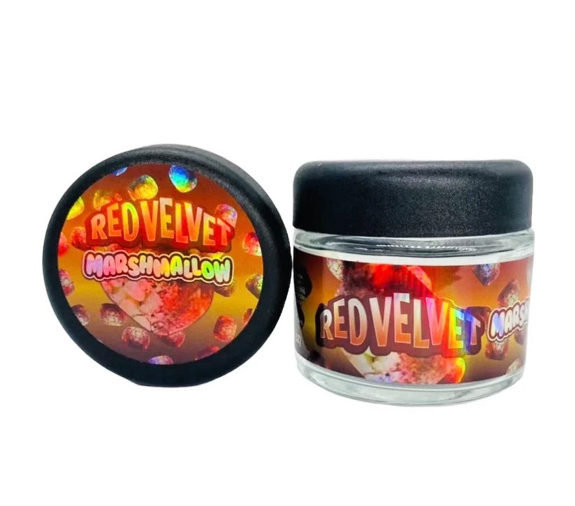 Red Velvet Marshmallow Sprinklez 3.5g Glass Jars with Holographic Stickers
