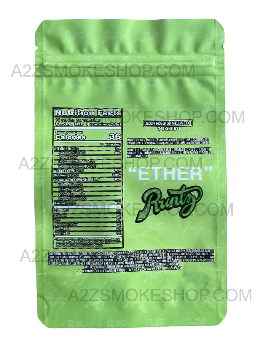 Gummies - Ether Green Apple 500mg Mylar Bag Packaging Only - Black Unicorn Hub