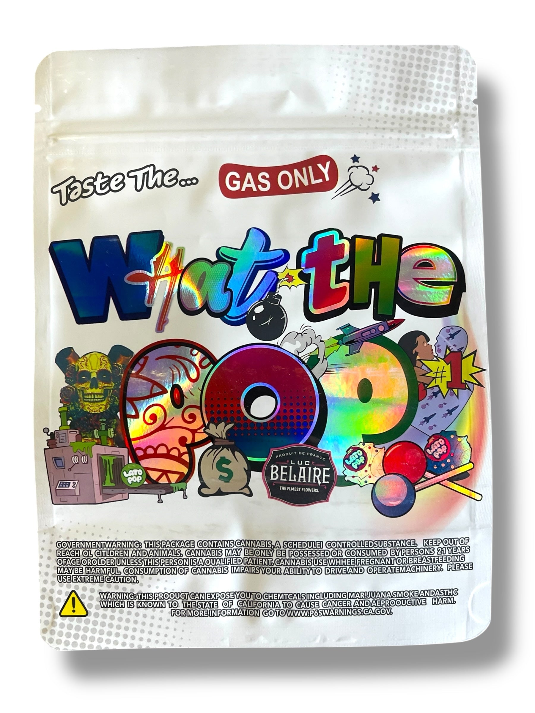 Gas Only What The POP Bellaire 1 OZ  28G empty Mylar bag 1 ounce (50 Count)