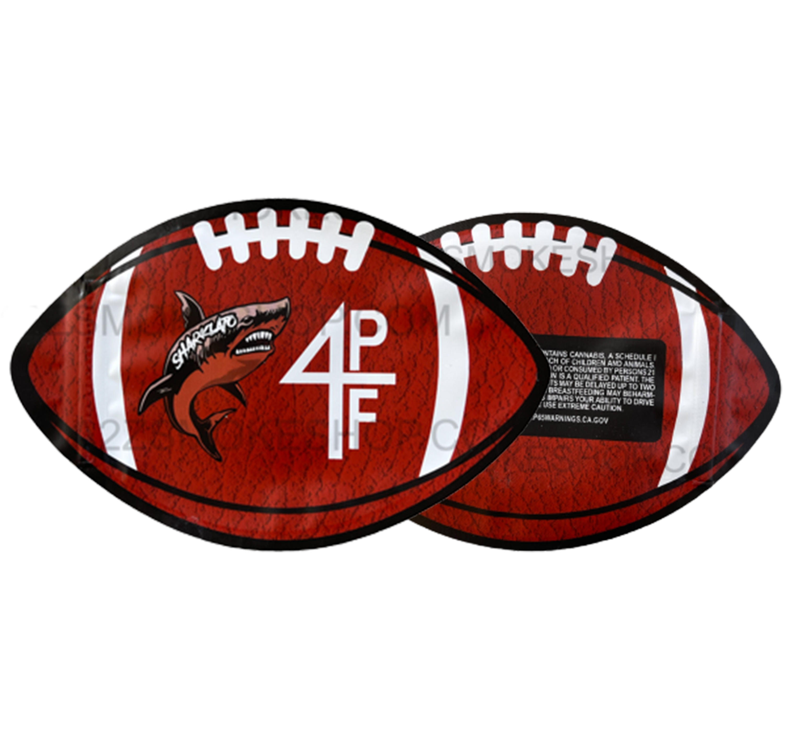 Football Sharklato cut out Mylar zip lock bag 3.5G