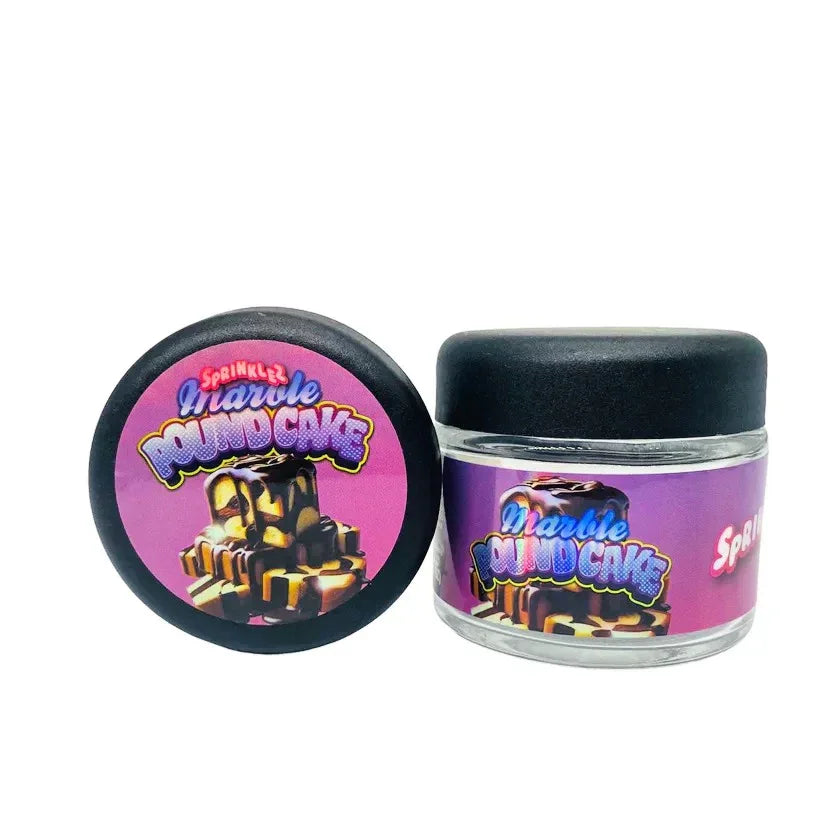 Marble Poundcake Sprinklez 3.5g Glass Jars with Holographic Stickers - Black Unicorn Hub