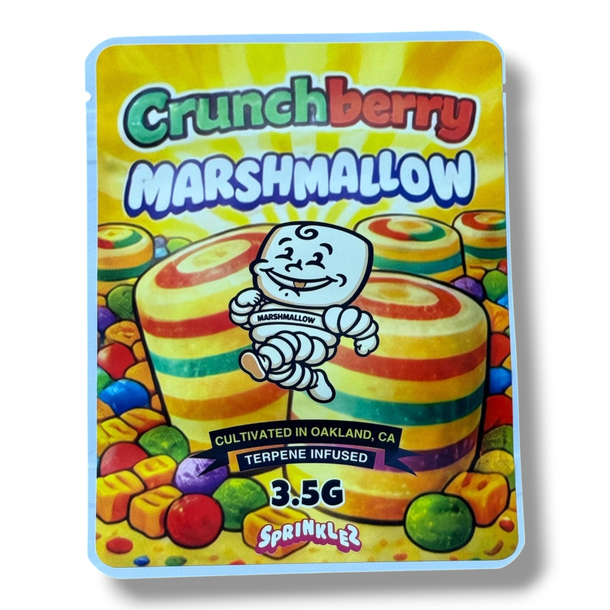 Sprinklez Crunchberry Marshmallow 3.5G Mylar sticker Bags -With stickers and label
