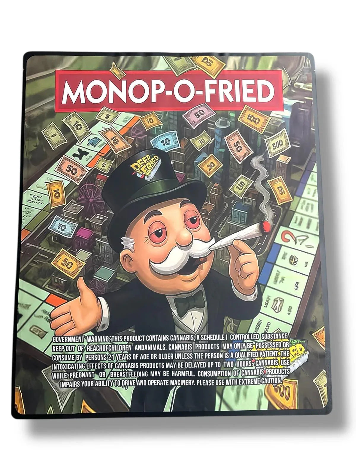 Deep Fried Monop-O-Fried Combo Sticker Mylar Bags | 16oz, 1oz & 3.5g - Black Unicorn Hub