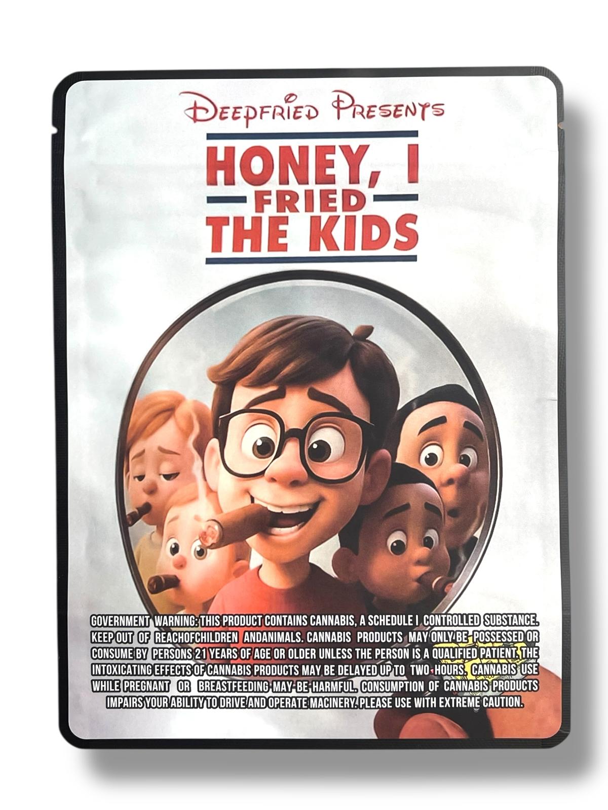 Deep Fried Honey, I Fried The Kids Sticker Bag 1 OZ  28G empty Mylar bag 1-ounce