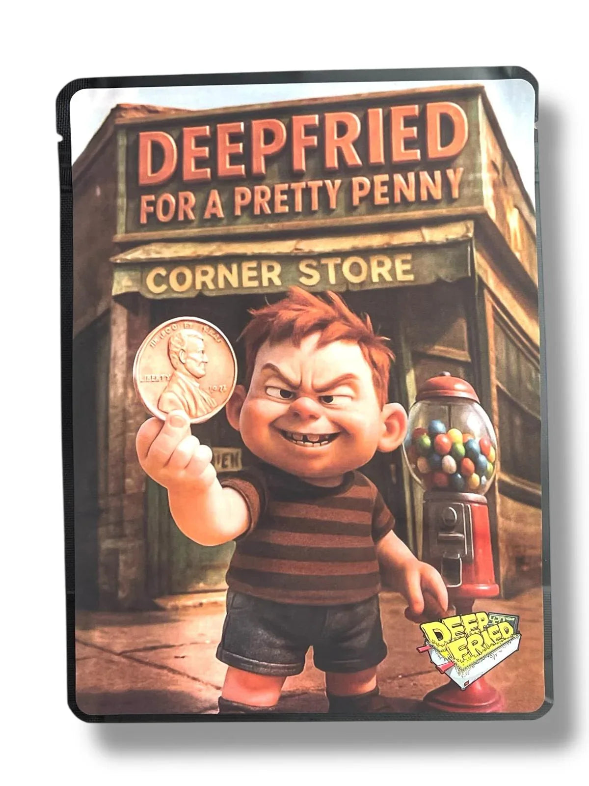Deep Fried For A Pretty Penny Combo Sticker Mylar Bags | 16oz, 1oz & 3.5g - Black Unicorn Hub