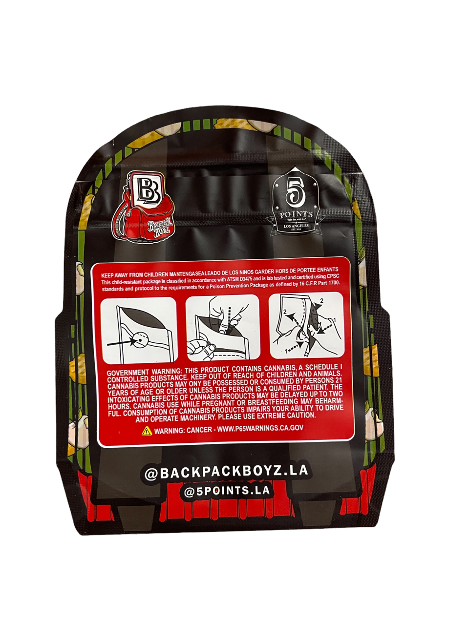 White Apple Tart Backpack Boyz cut out Mylar zip lock bag 3.5G