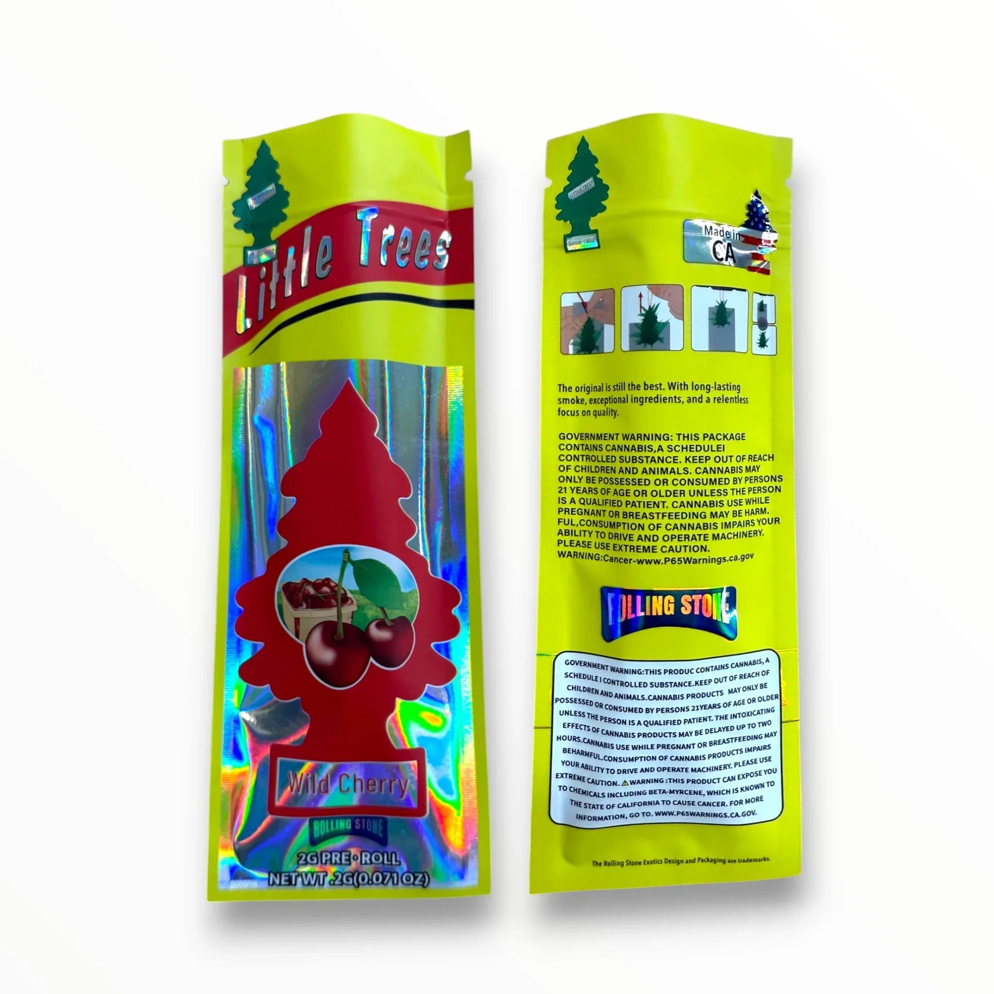 Little Trees Wild Cherry 2 Gram Pre Roll Packaging Net Wt. 2g(0.071oz) Holographic - Black Unicorn Hub